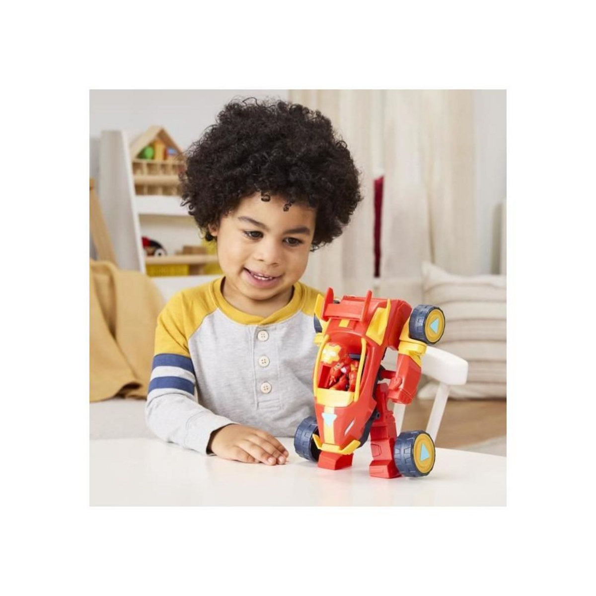 HASBRO Armure mecha Iron Man et véhicule 2-en-1, Marvel Iron Man and his Awesome Friends, des 3 ans