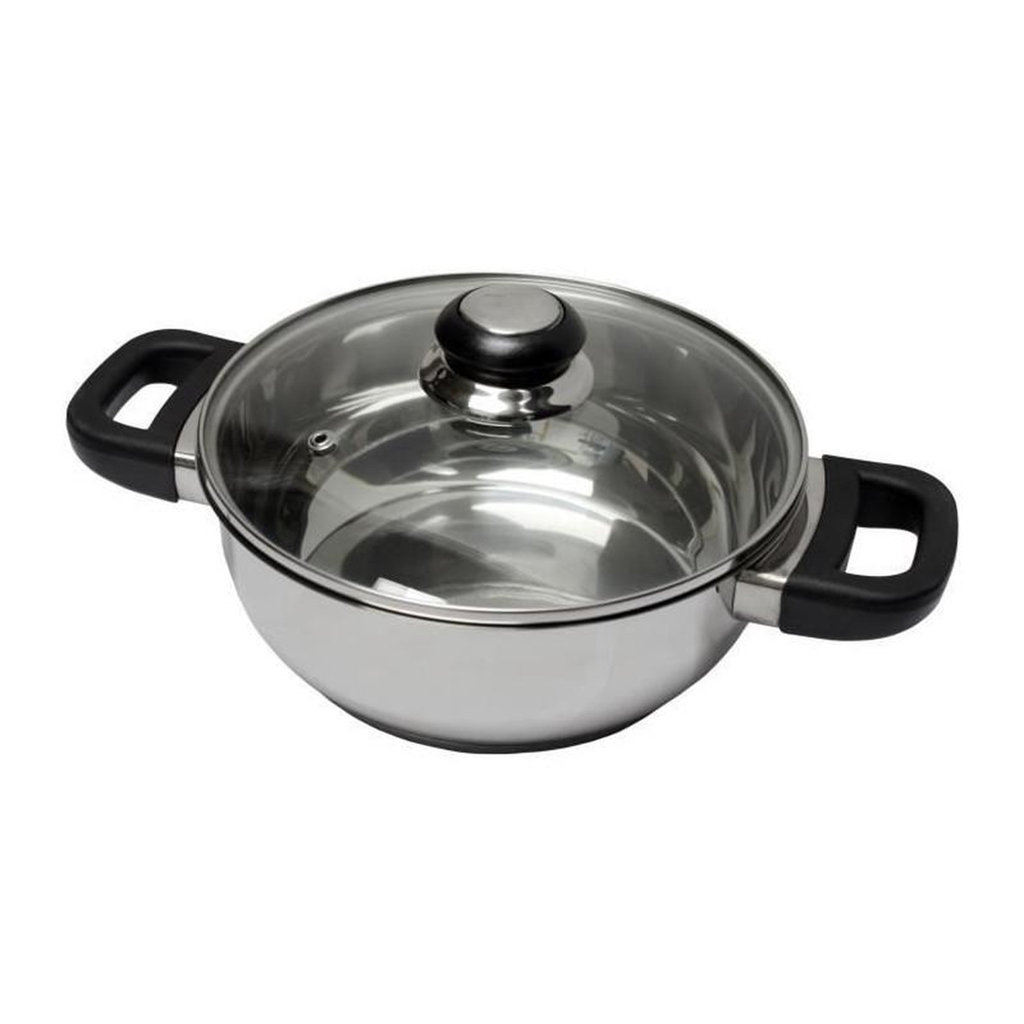 BAUMALU BAUMALU 331974 Faitout 24 cm inox + couvercle verre Saphir bakelite