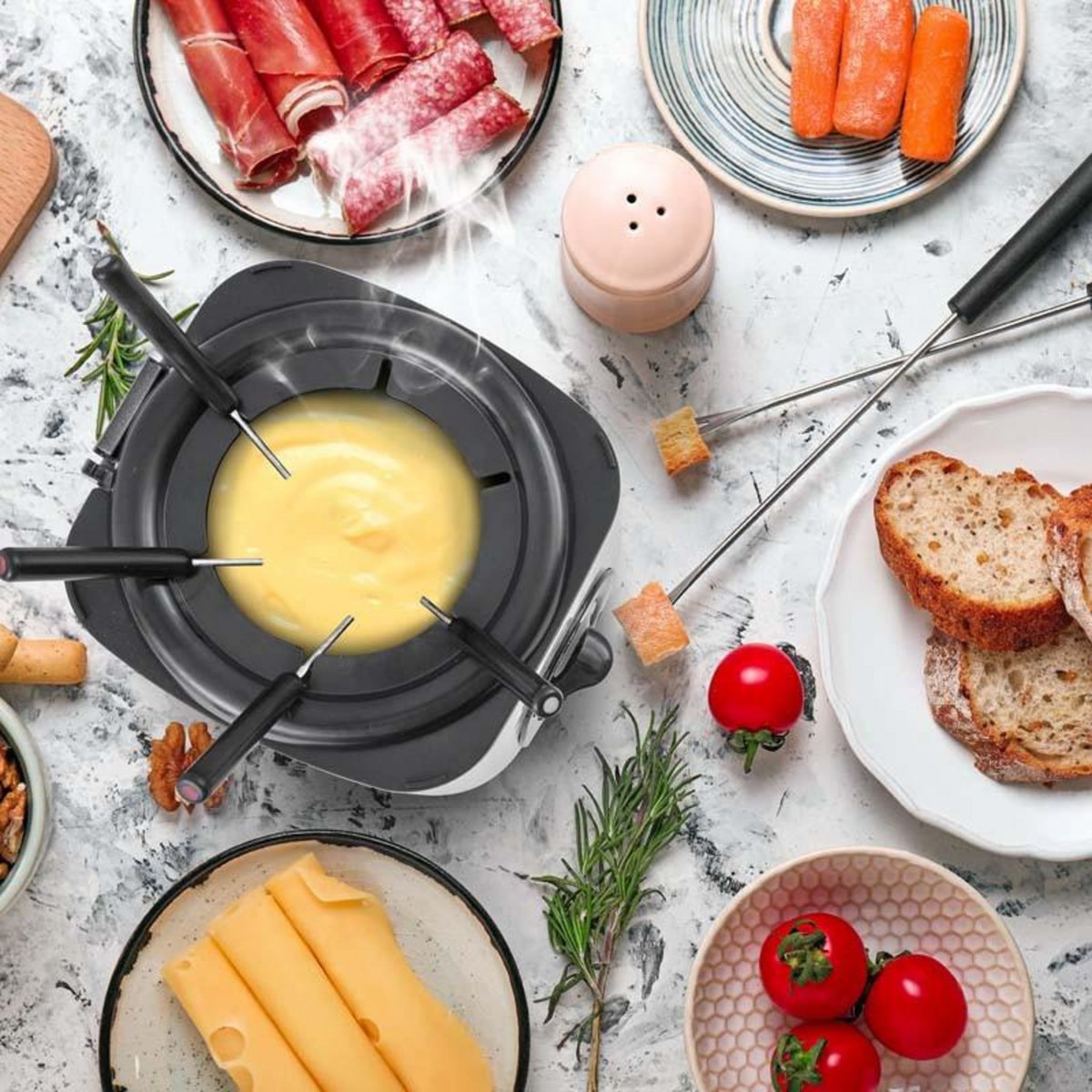 KITCHENCOOK Kitchencook - Friteuse électrique 1l 2en1  - Avec Service à Fondue - Couvercle Avec Fenêtre - Revêtement Antiadhésif