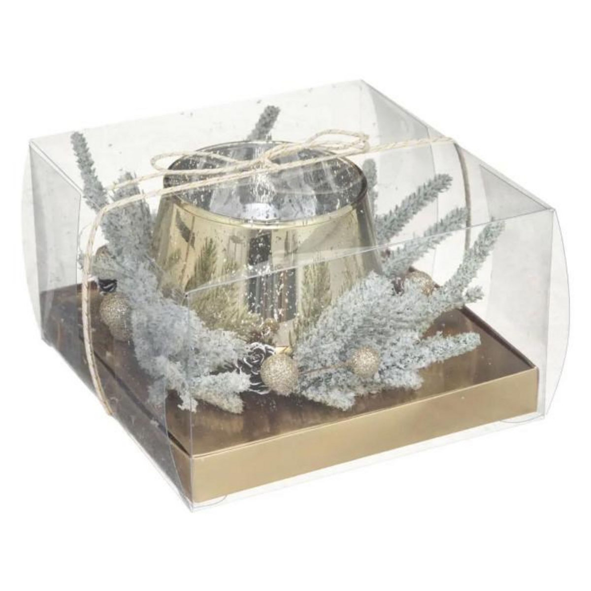 ATMOSPHERA Photophore Déco  Couronne  15cm Or & Vert