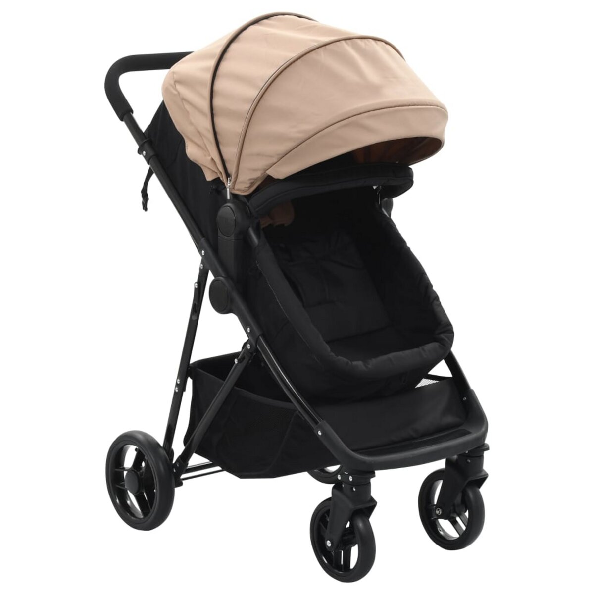 Vidaxl poussette bébé à 3 roues taupe et noir VIDAXL Pas Cher