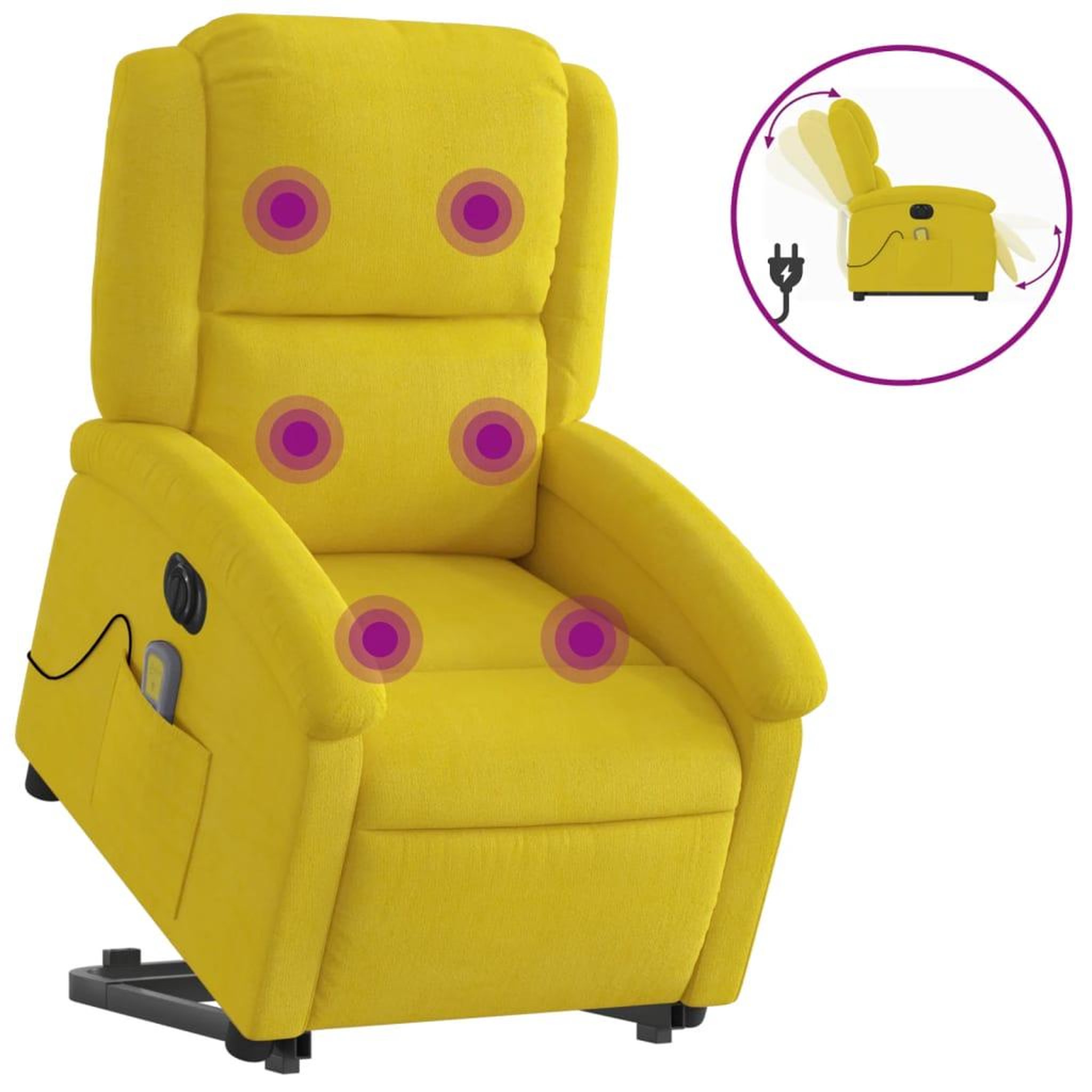 Voir la diapositive 2 : VIDAXL Fauteuil inclinable de massage electrique jaune velours