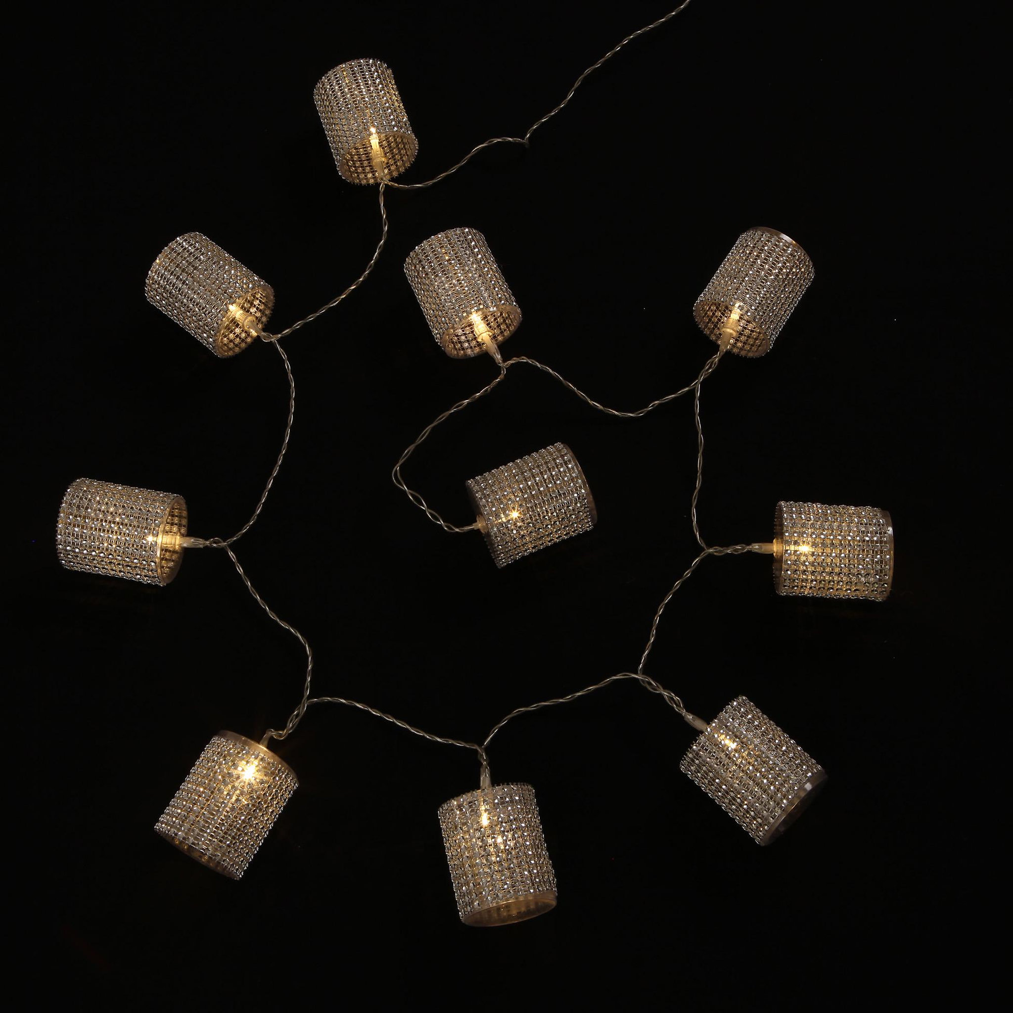 Voir la diapositive 3 : Eden Guirlande lumineuse intérieure tube strass argent 10 led
