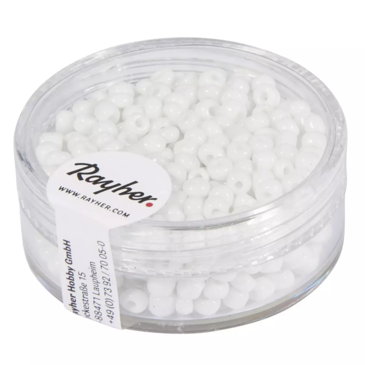 Rayher Rocailles, 2,6 mm ø, opaques, blanc, boîte 17 g