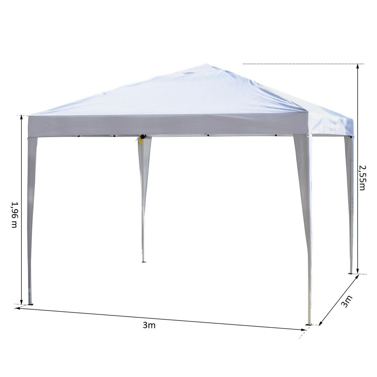 OUTSUNNY Tonnelle barnum de jardin pliant anti-UV + sac de transport acier Oxford 3 x 3 x 2,55 m blanc
