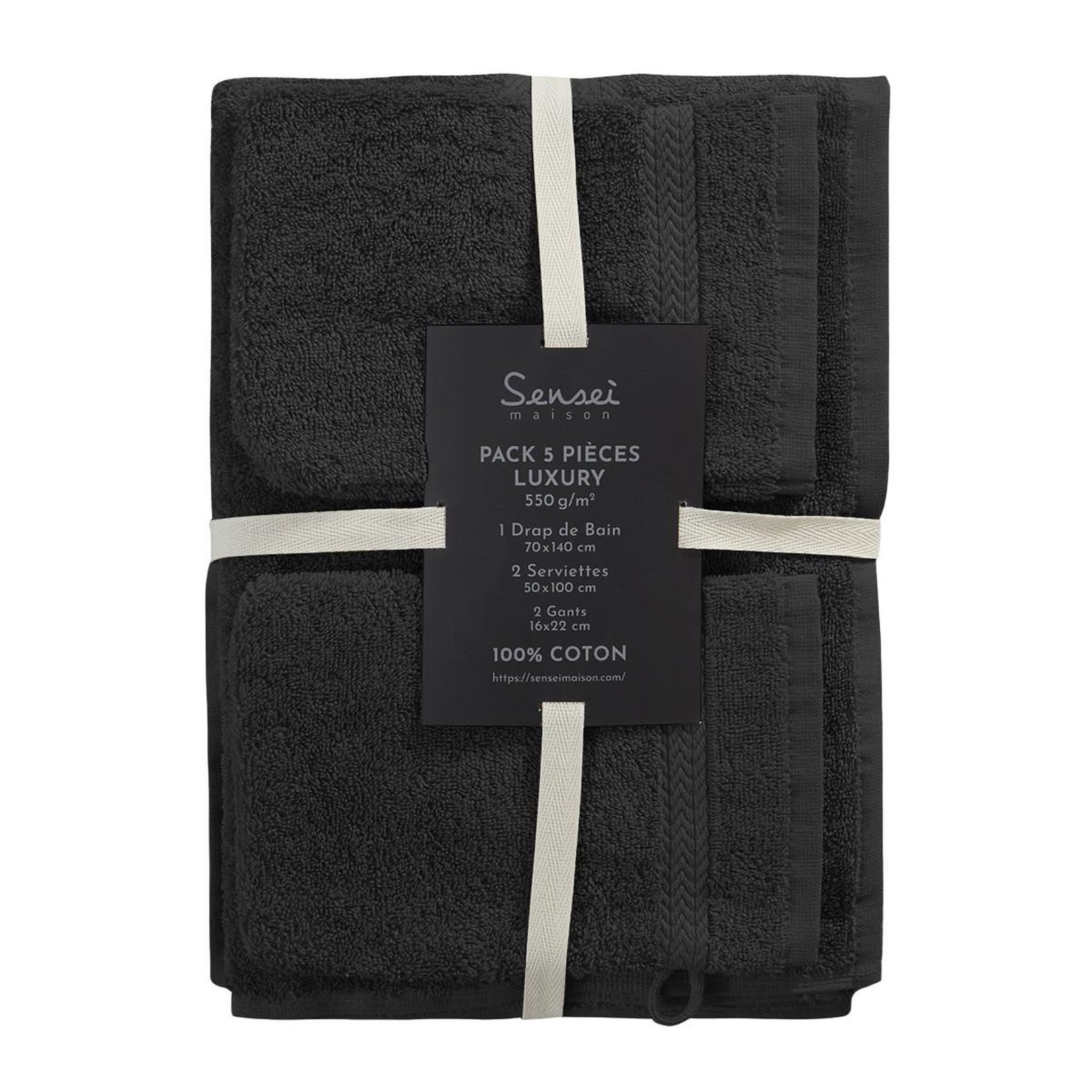Voir la diapositive 4 : Sensei Maison Ensemble de bain 5 pièces (1 drap de bain + 2 serviettes de toilette + 2 gants) LUXURY