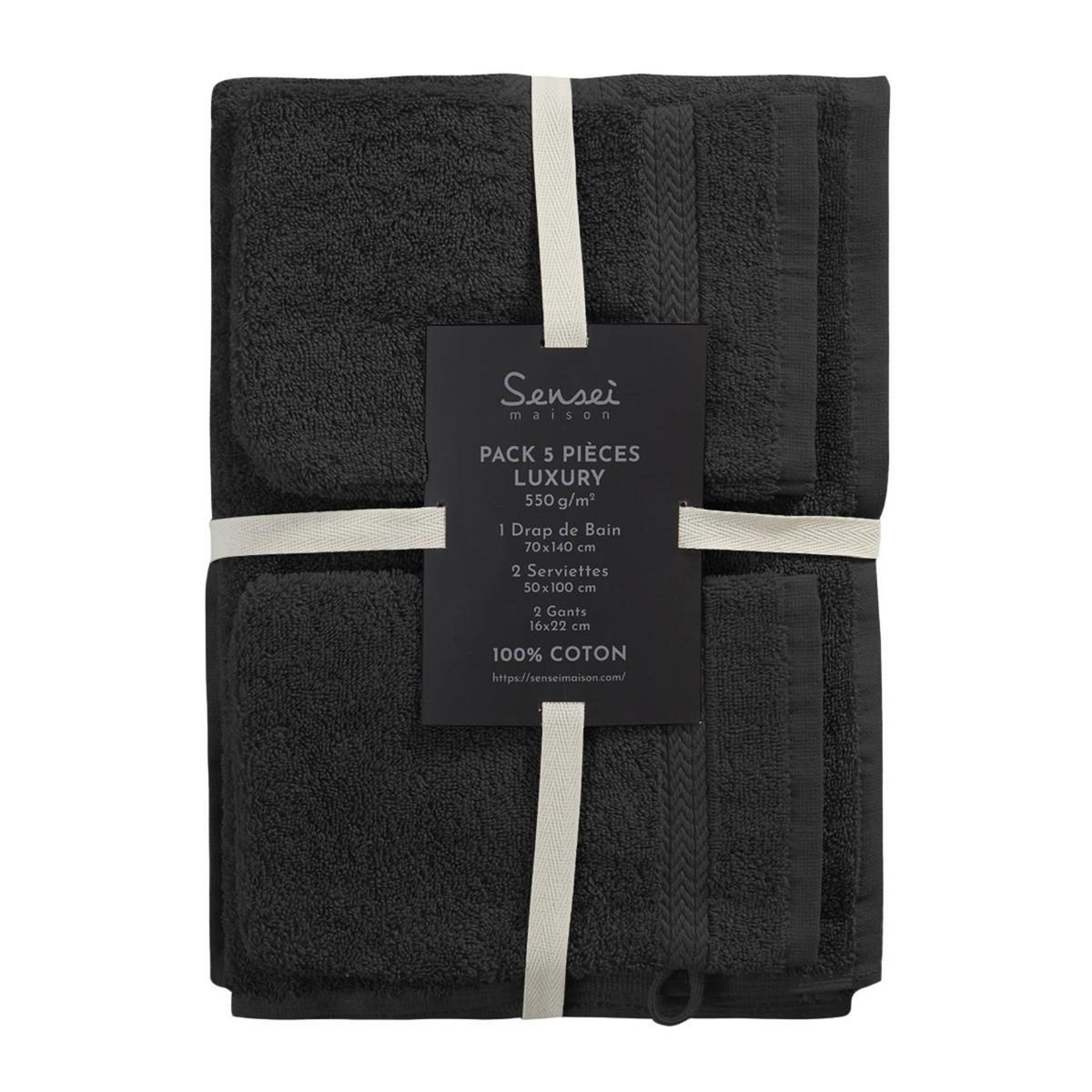 Sensei Maison Ensemble de bain 5 pièces (1 drap de bain + 2 serviettes de toilette + 2 gants) LUXURY