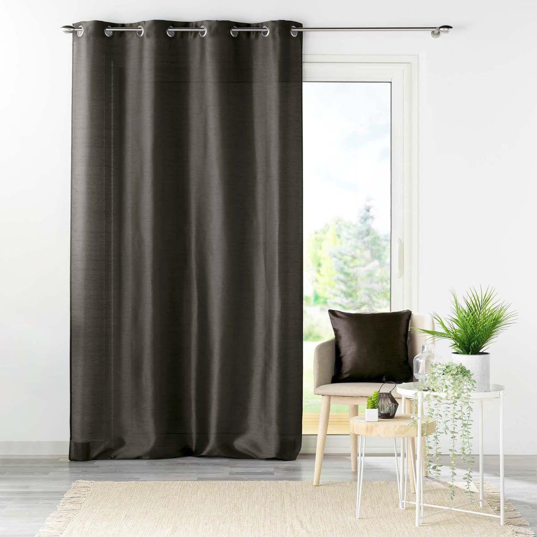 Douceur d'Intérieur Rideau à oeillets  shana  140x240cm gris anthracite