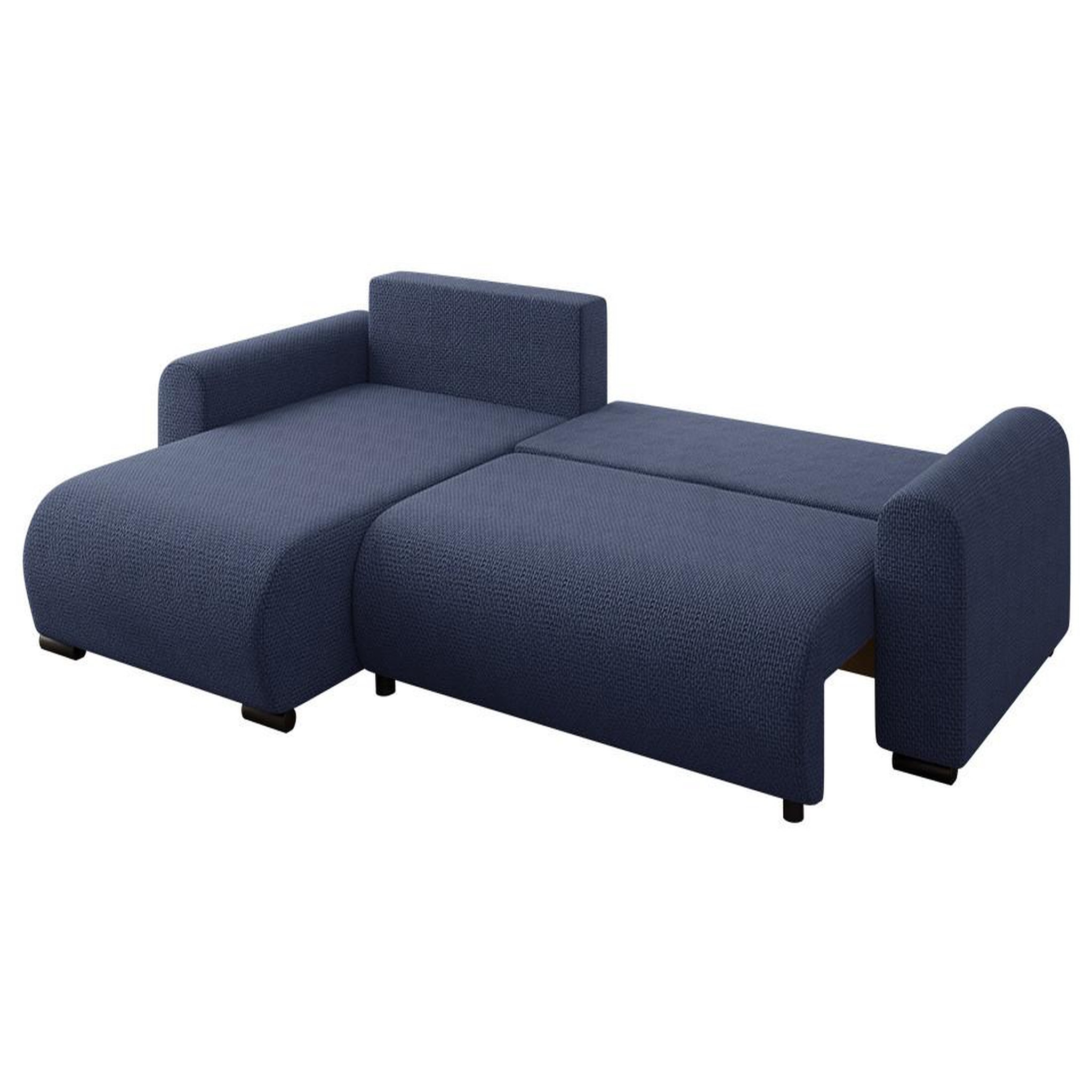 Voir la diapositive 2 : BEST MOBILIER Rosalie - canapé d'angle réversible 4 places convertible avec coffre en velours texturé