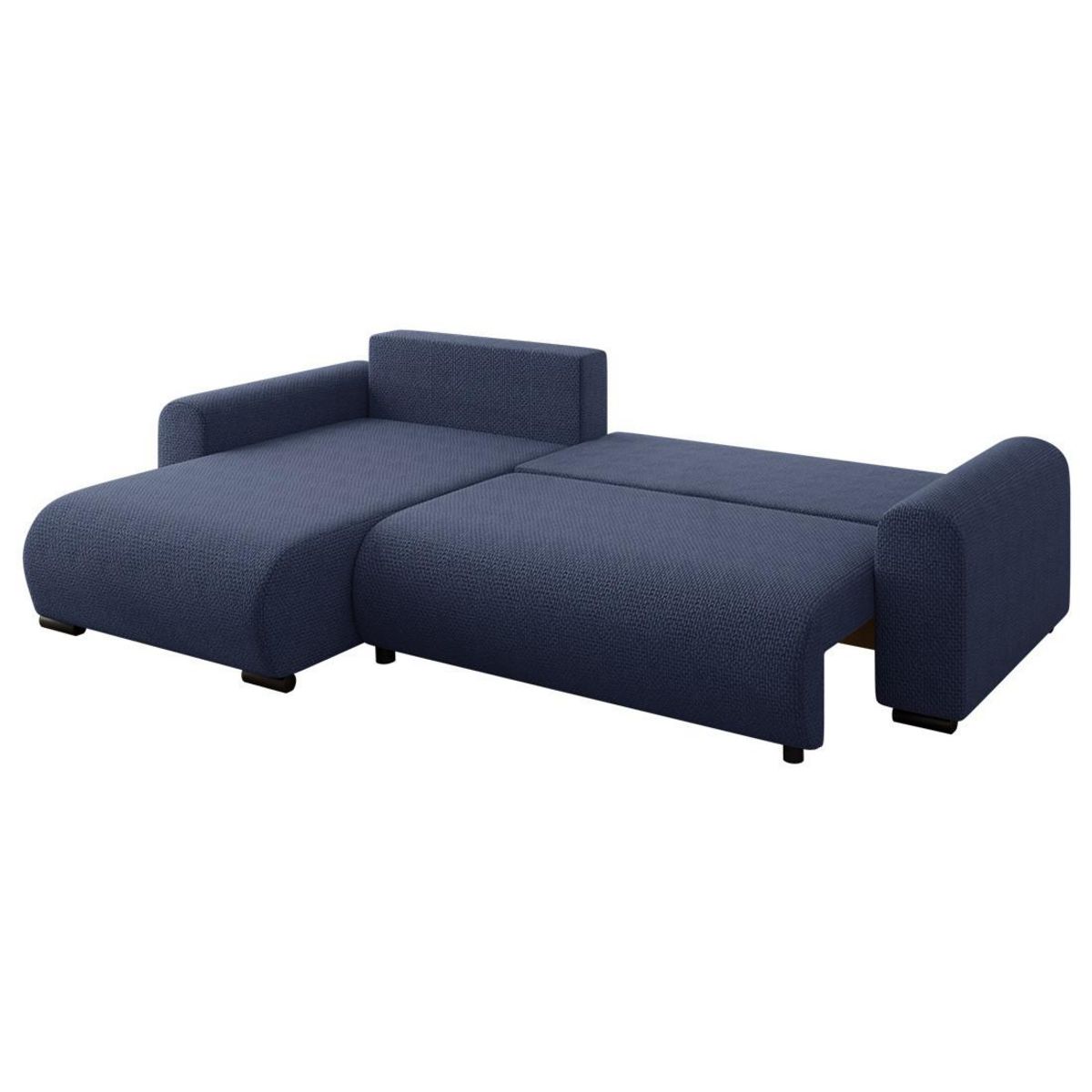 BEST MOBILIER Rosalie - canapé d'angle réversible 4 places convertible avec coffre en velours texturé