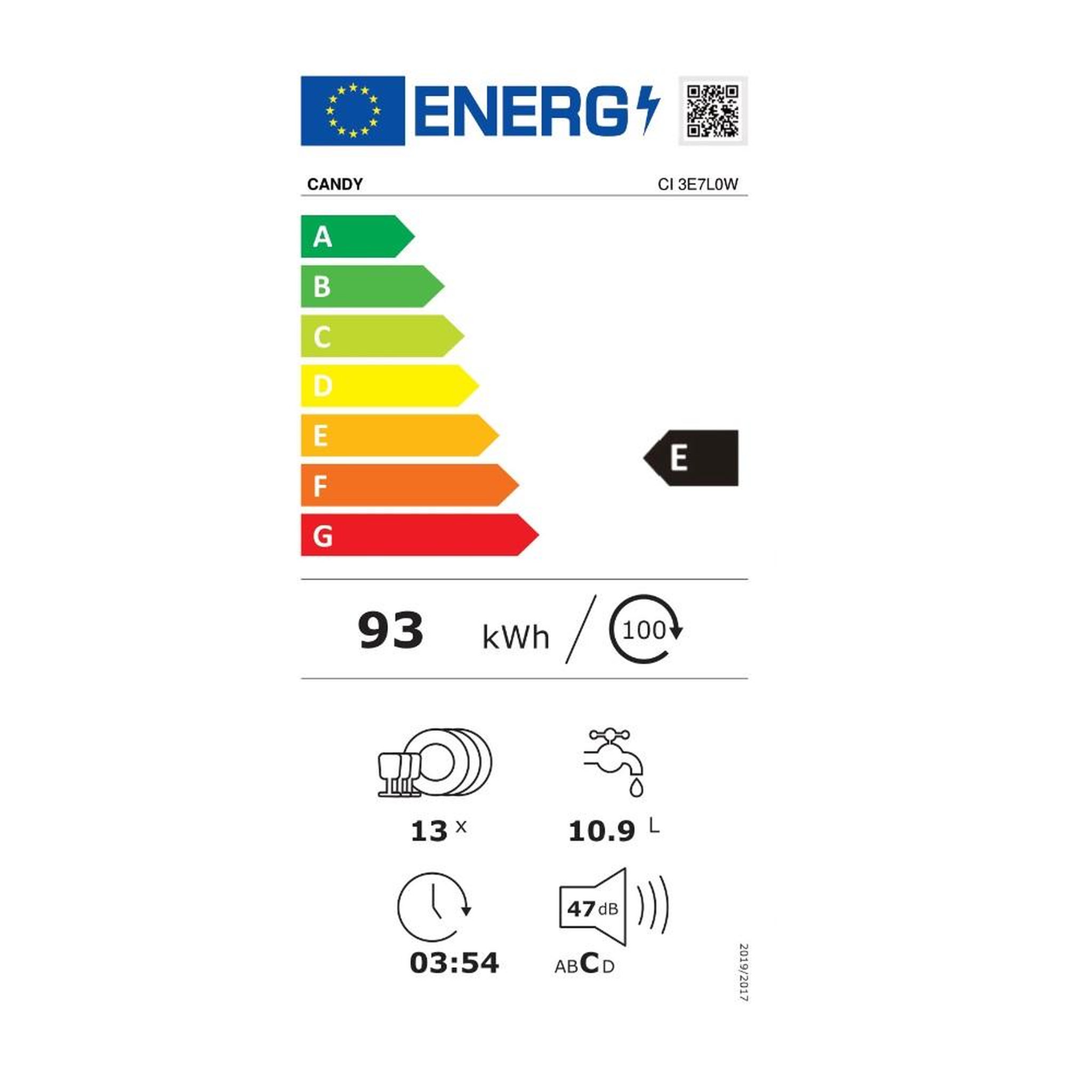 Voir la diapositive 2 : Candy Lave-vaisselle 60cm 13 couverts 47db tout intégrable - ci3e7l0w