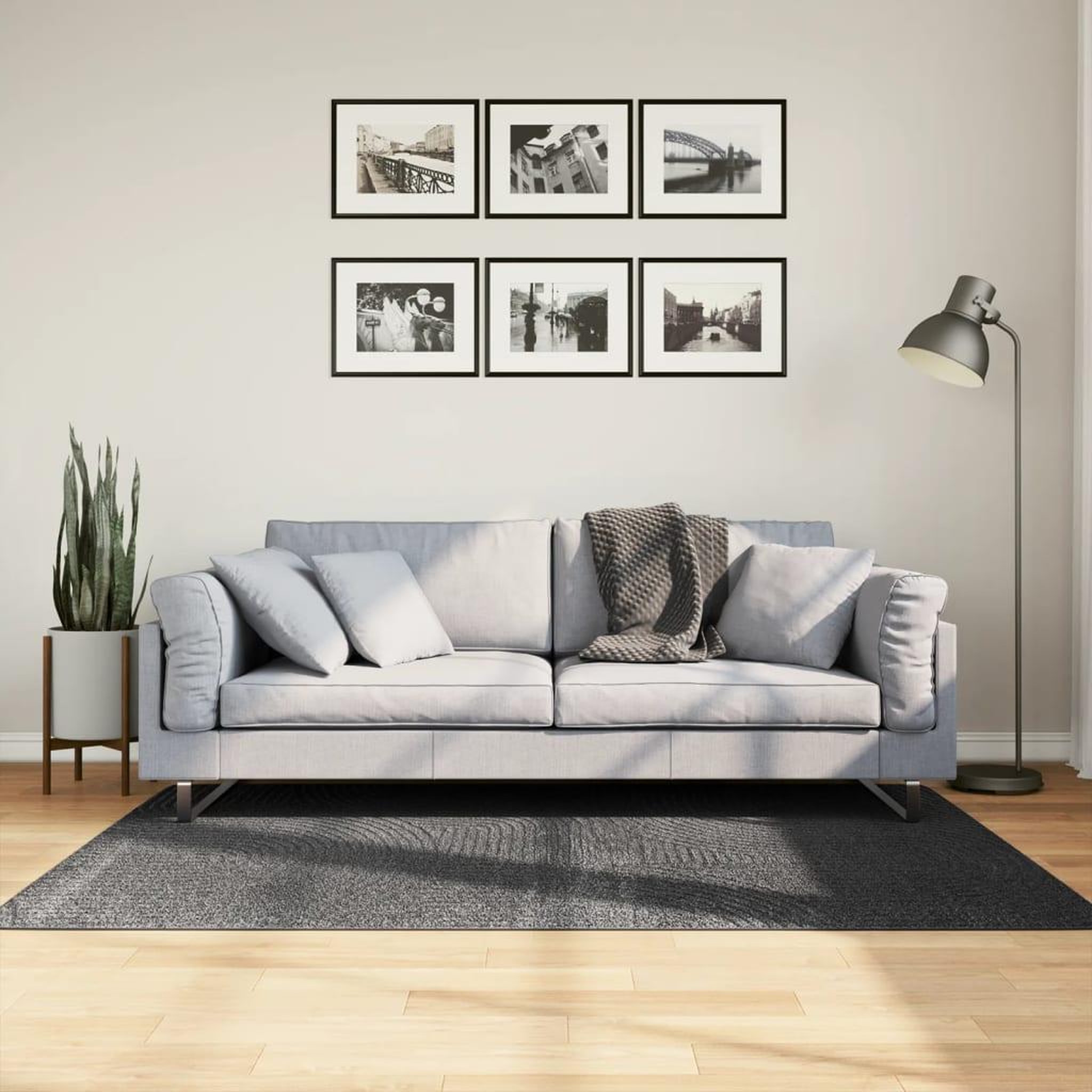 VIDAXL Tapis IZA poils courts style scandinave anthracite 120x170 cm