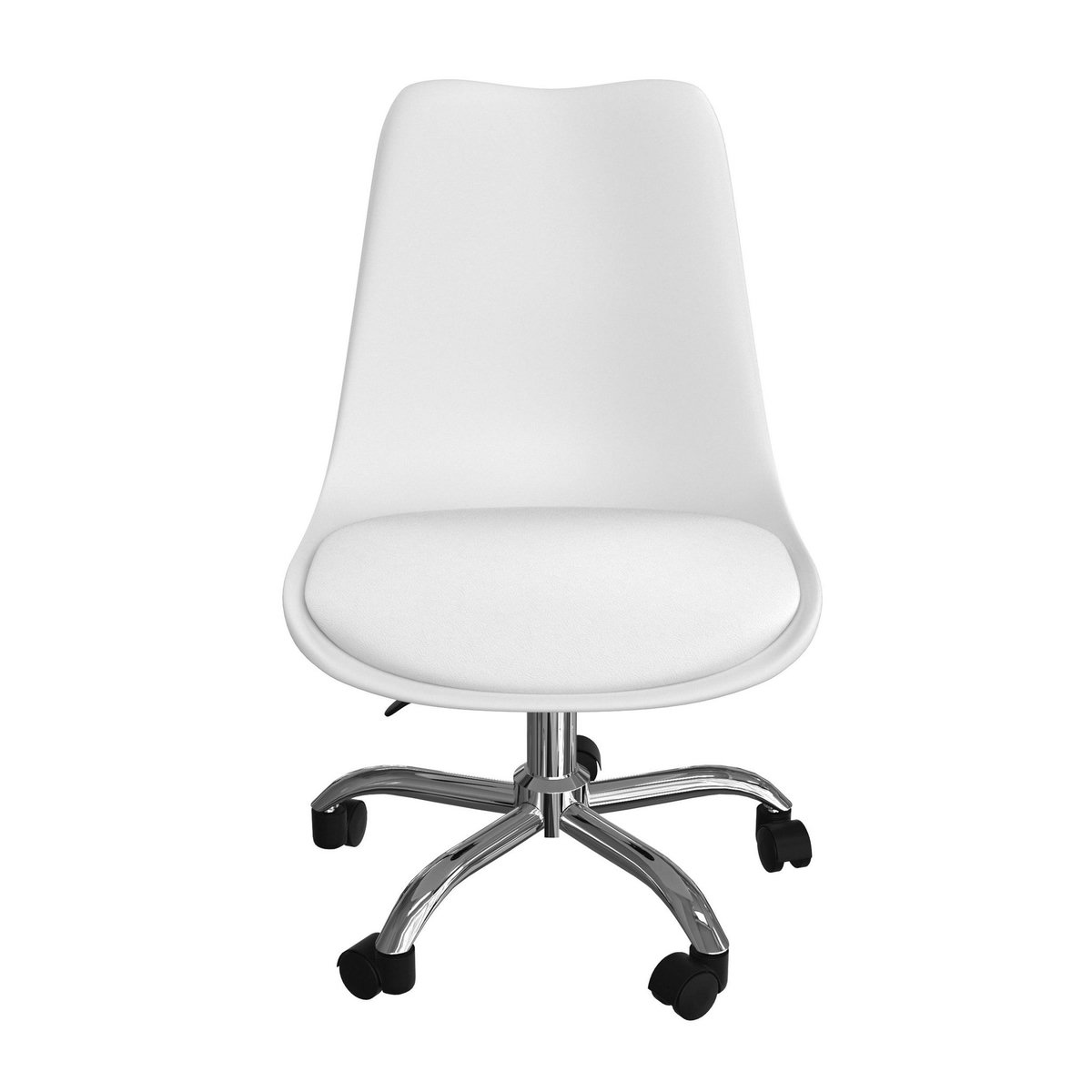 Rendez vous déco Chaise de bureau blanche sur roulettes - Skandi