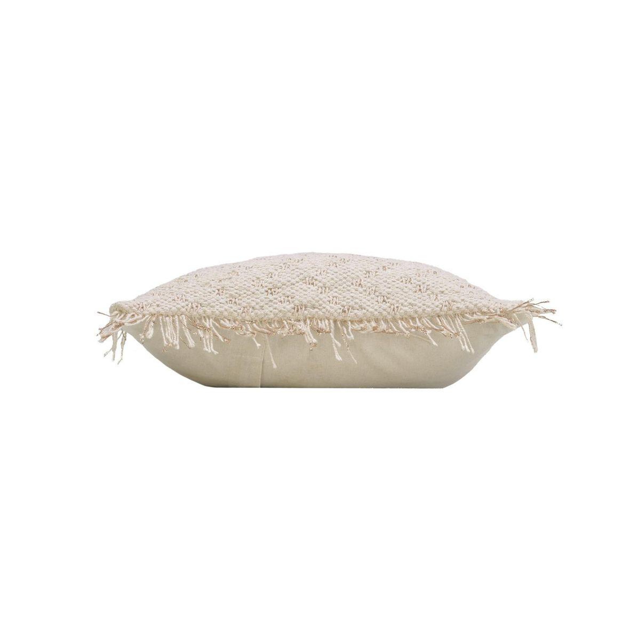 Voir la diapositive 2 : Douceur d'Intérieur Housse de coussin à franges  ikat  40x40cm naturel