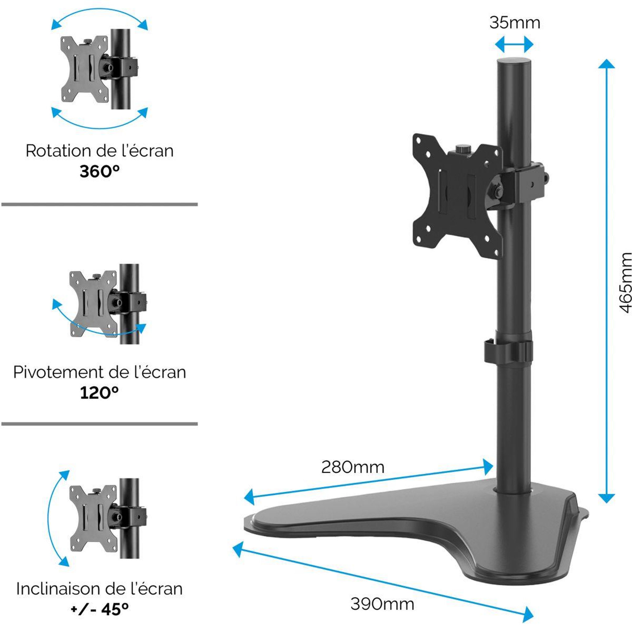Voir la diapositive 2 : Fellowes Support écran pc support simple sur pied