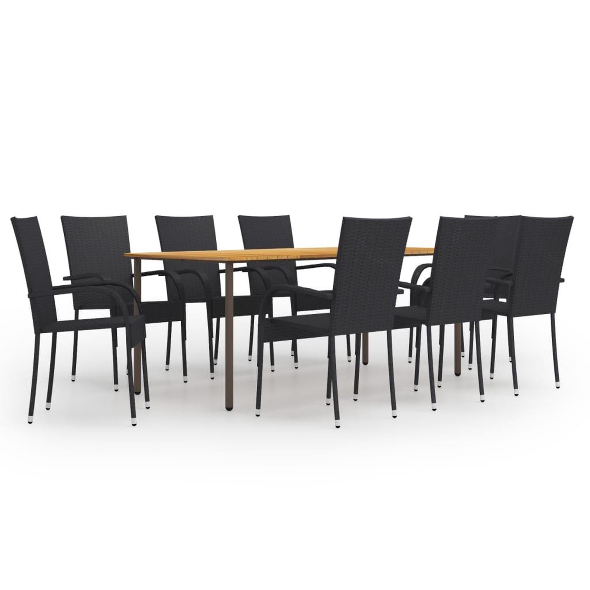 Voir la diapositive 1 : VIDAXL Ensemble a manger de jardin 9 pcs Resine tressee Noir