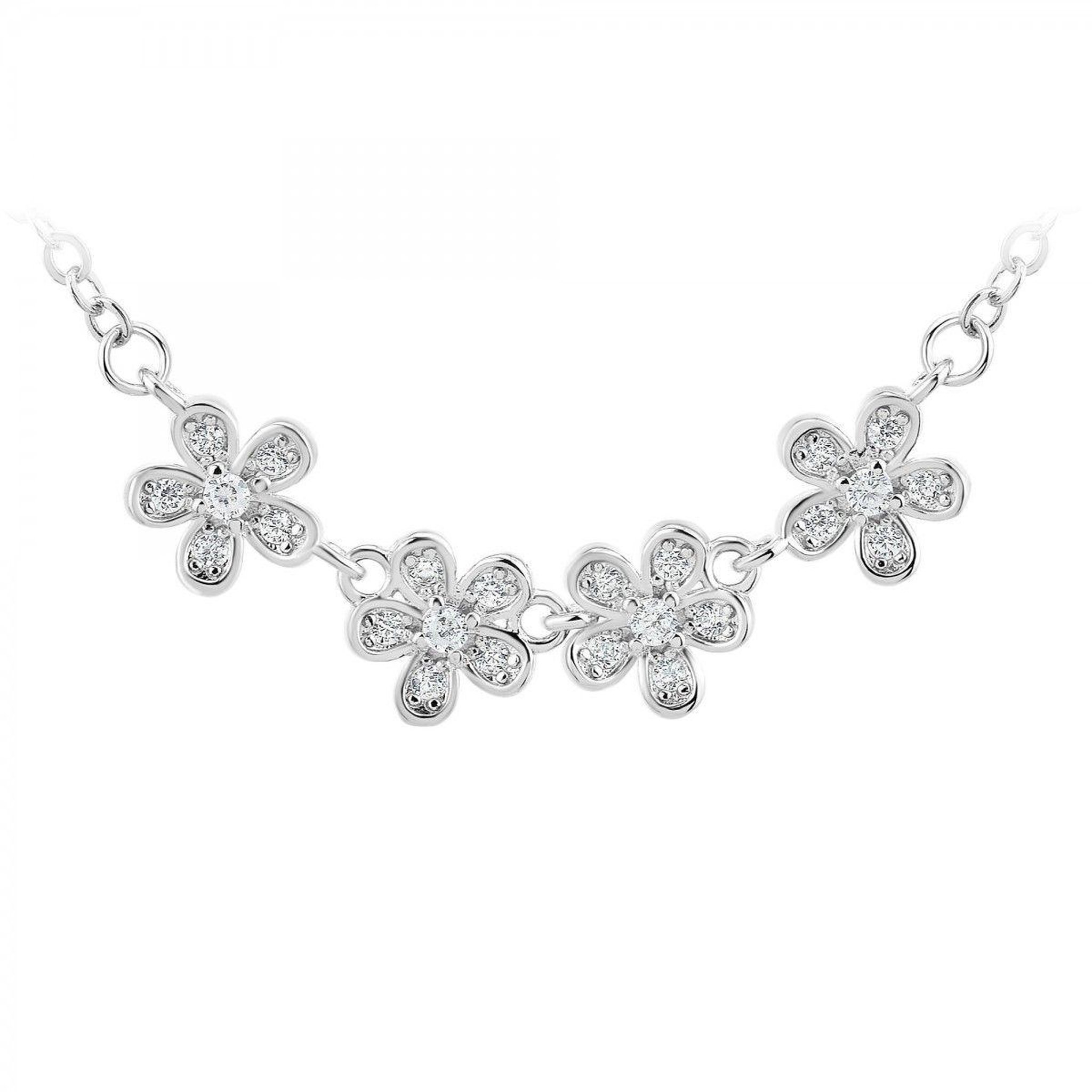 SC CRYSTAL Collier fleurs SC Crystal orné de zirconium