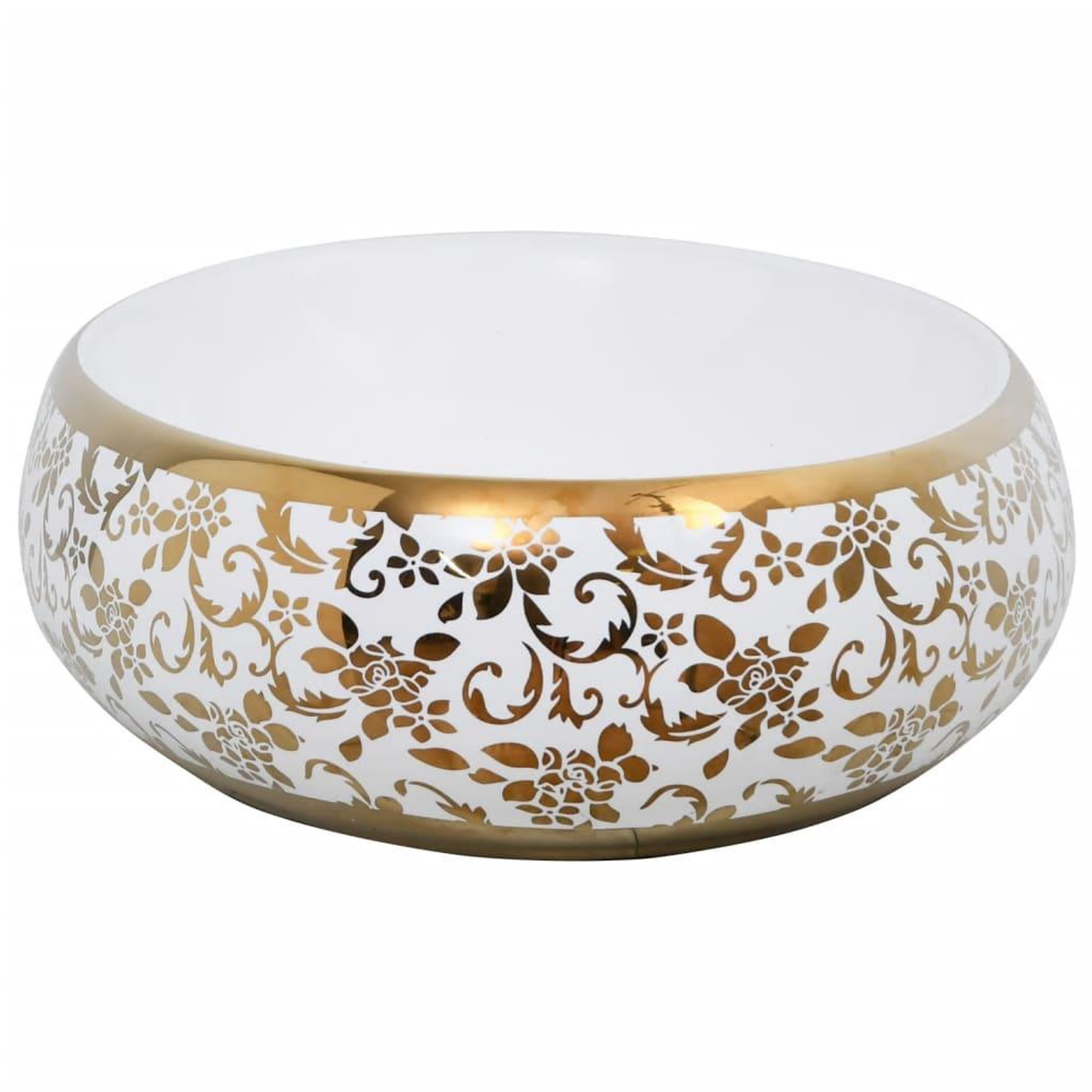 Voir la diapositive 5 : VIDAXL Vasque a poser blanc et dore ovale 59x40x15 cm ceramique
