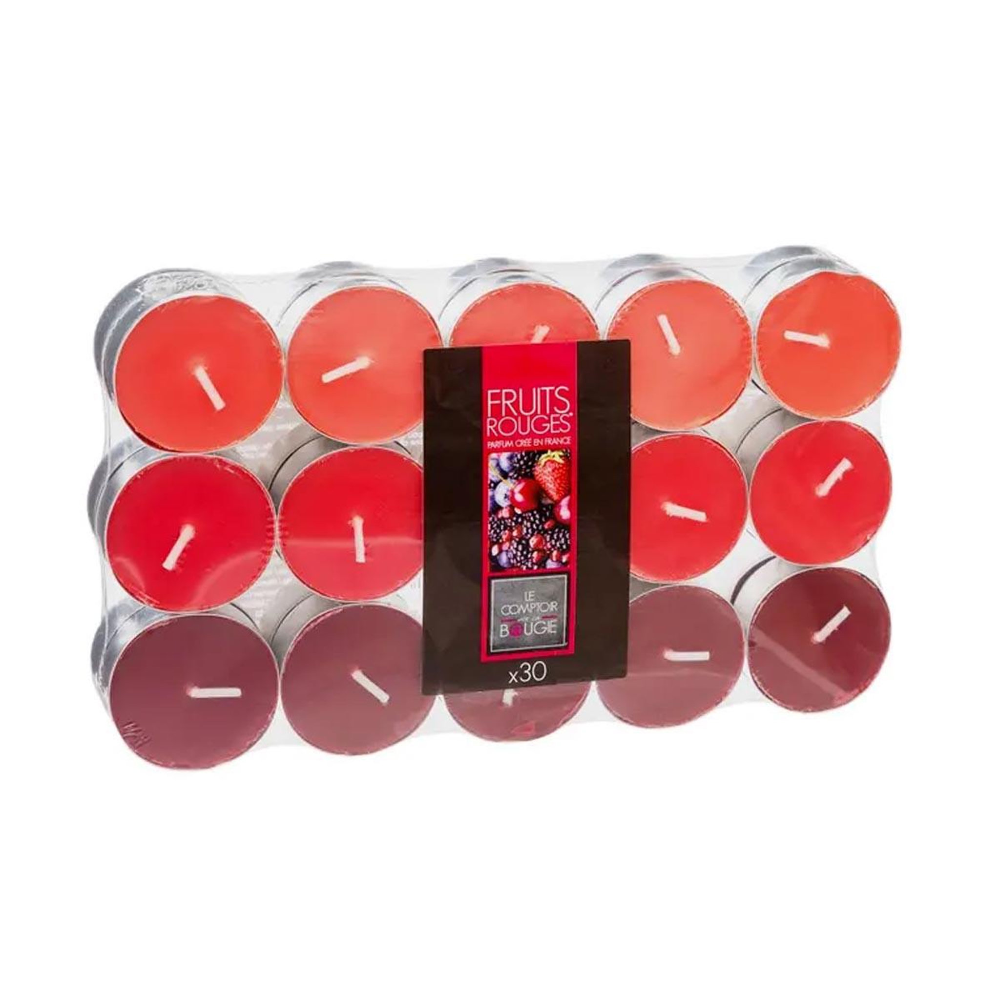 COMPTOIR DE LA BOUGIE Lot de 30 bougies parfumées  nina  3,7cm fruits rouge