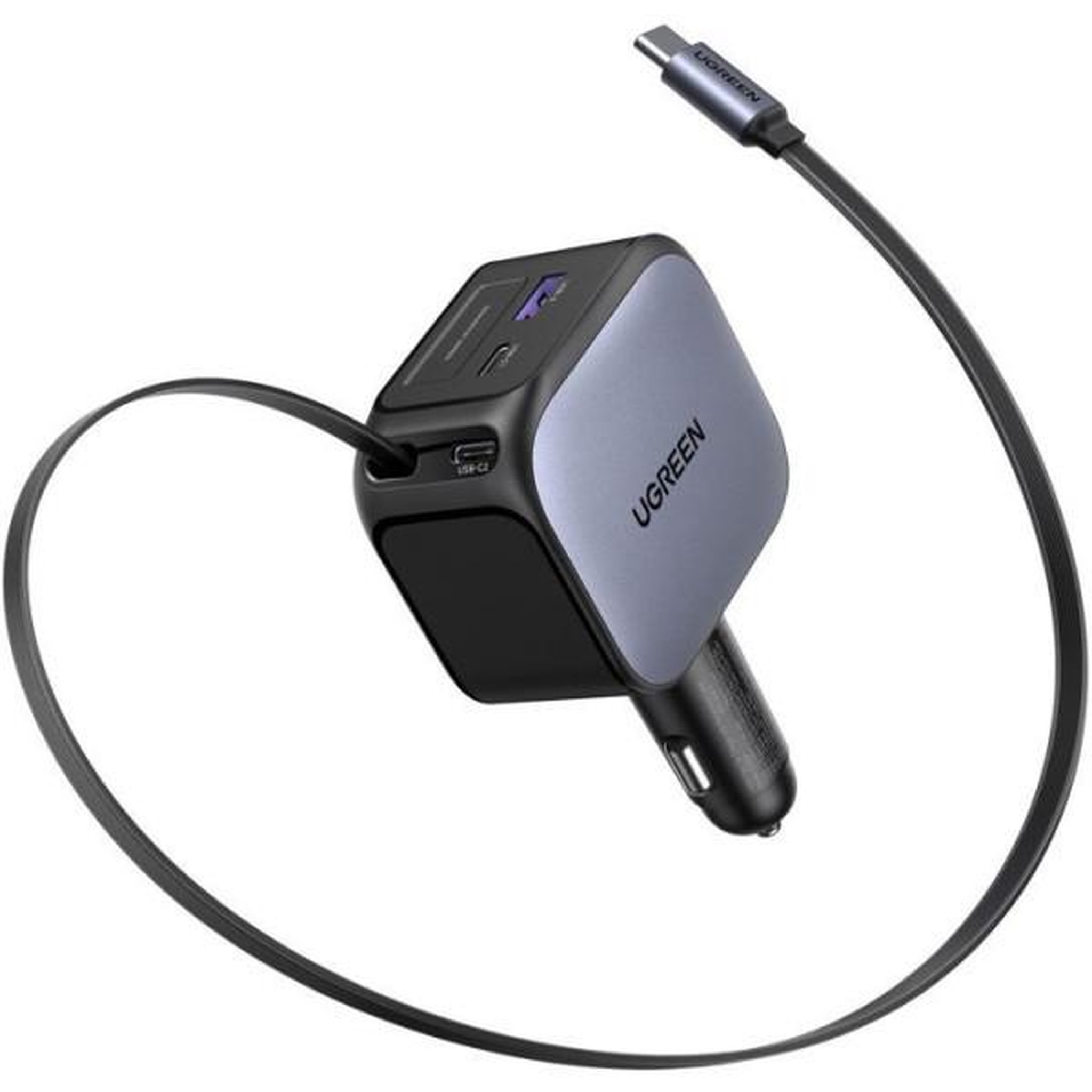 Voir la diapositive 4 : UGREEN Chargeur voiture - ugreen - 145w - avec câble rétractable