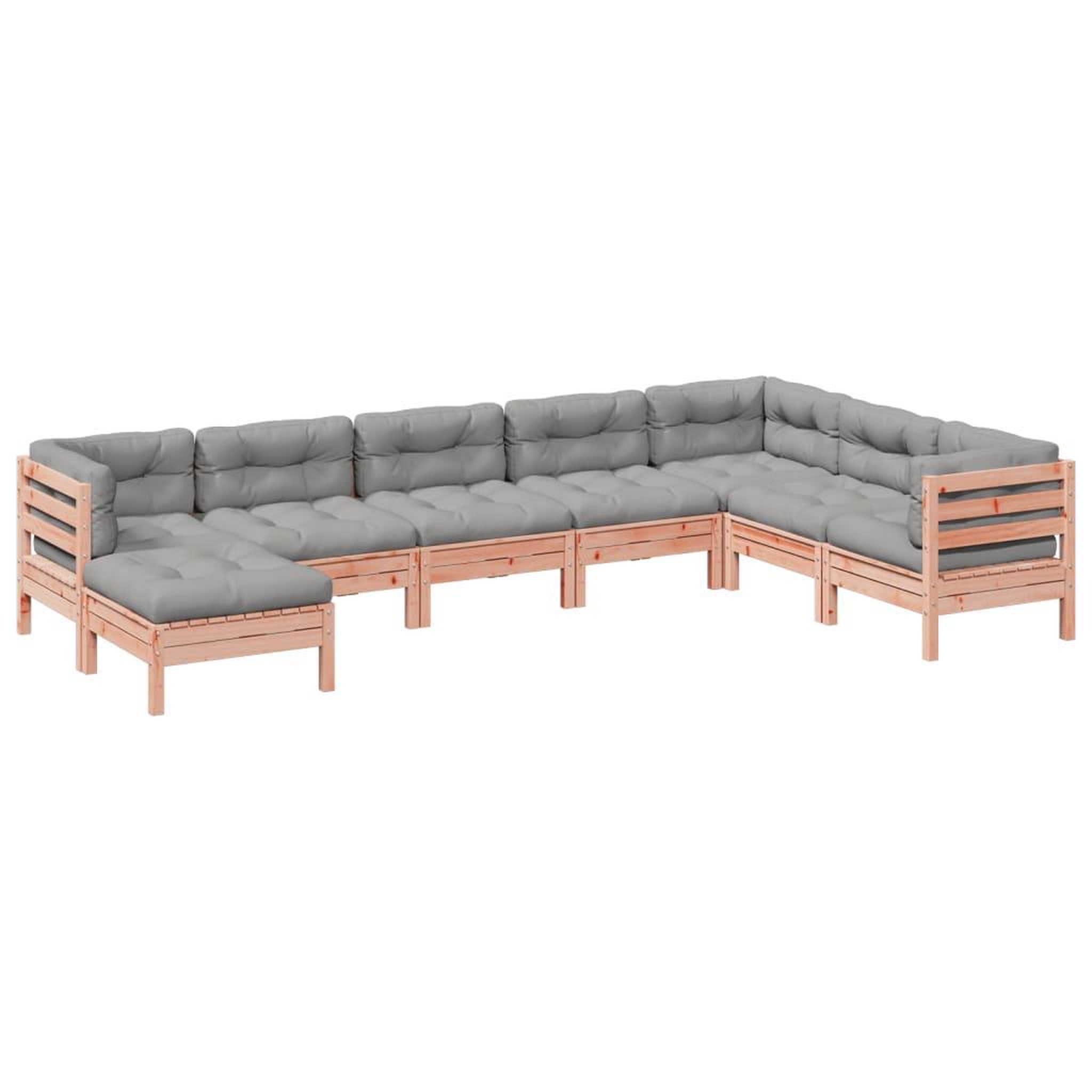 Voir la diapositive 2 : VIDAXL Salon de jardin 8 pcs avec coussins sapin douglas solide