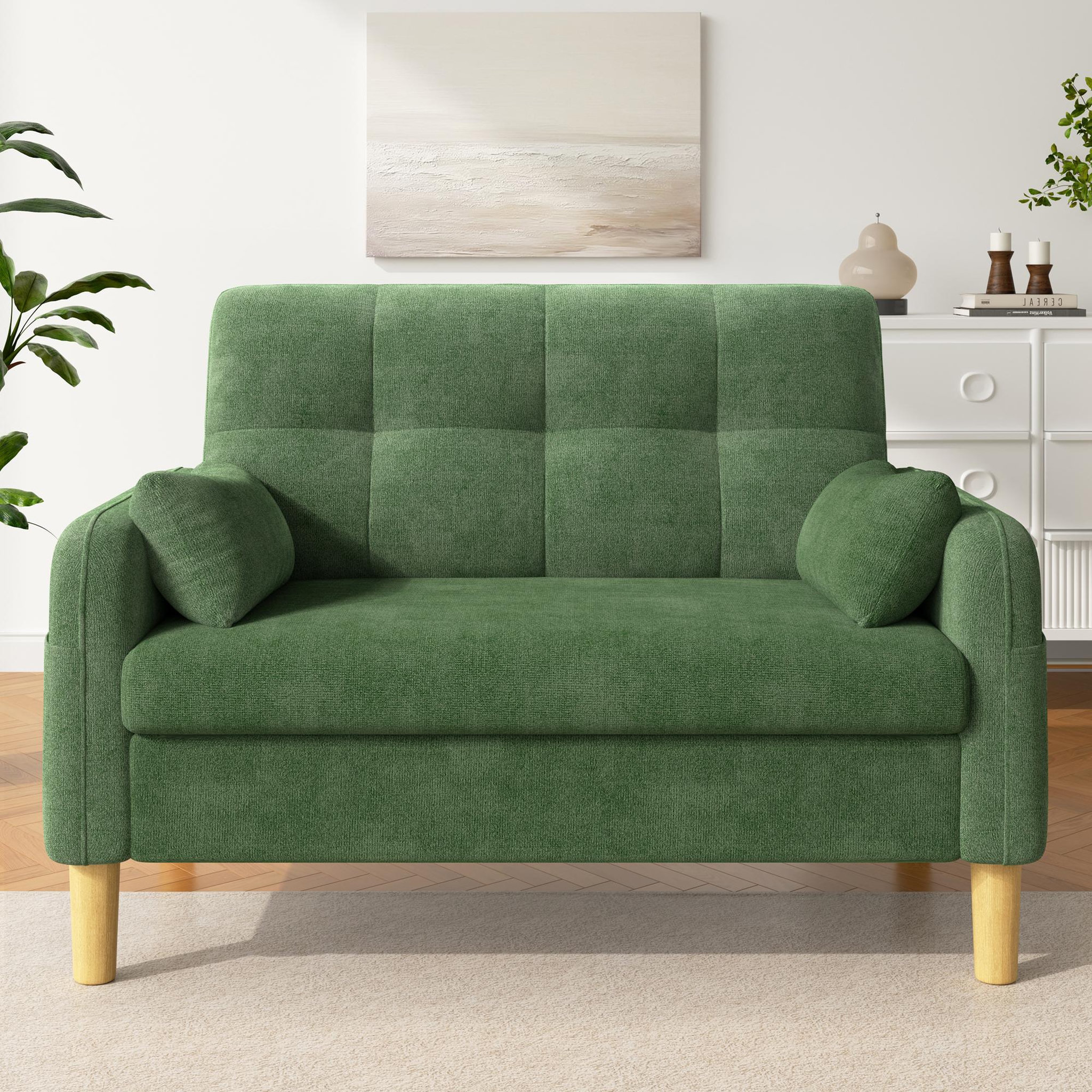 Voir la diapositive 2 : MERAX Canapé 2 places compact avec 2 coussins rangement latéral tissu chenille