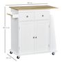 Voir la diapositive 3 : HOMCOM Desserte de cuisine multi rangements 2 tiroirs placard 2 portes avec étagère 3 range-bouteilles porte-torchons MDF hévéa