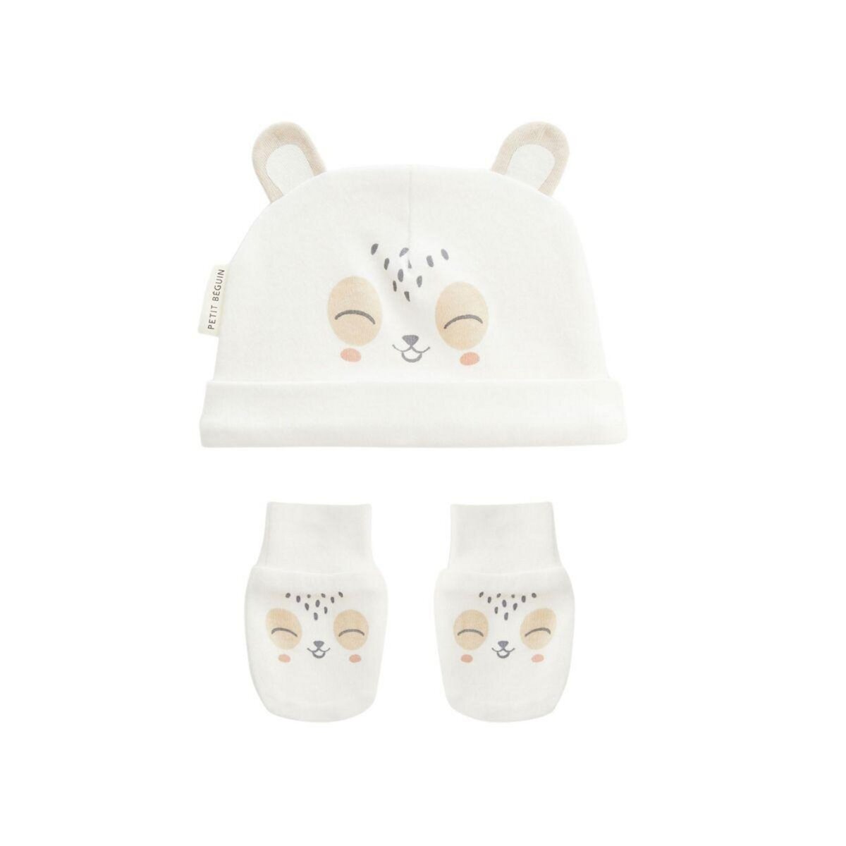 Petit Béguin Bonnet bébé et moufles anti-griffures Baby Panda