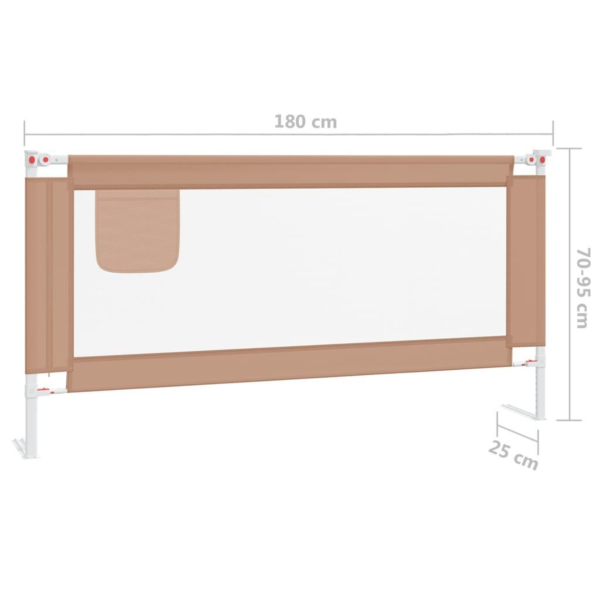 Voir la diapositive 6 : VIDAXL Barriere de securite de lit d'enfant Taupe 180x25 cm Tissu