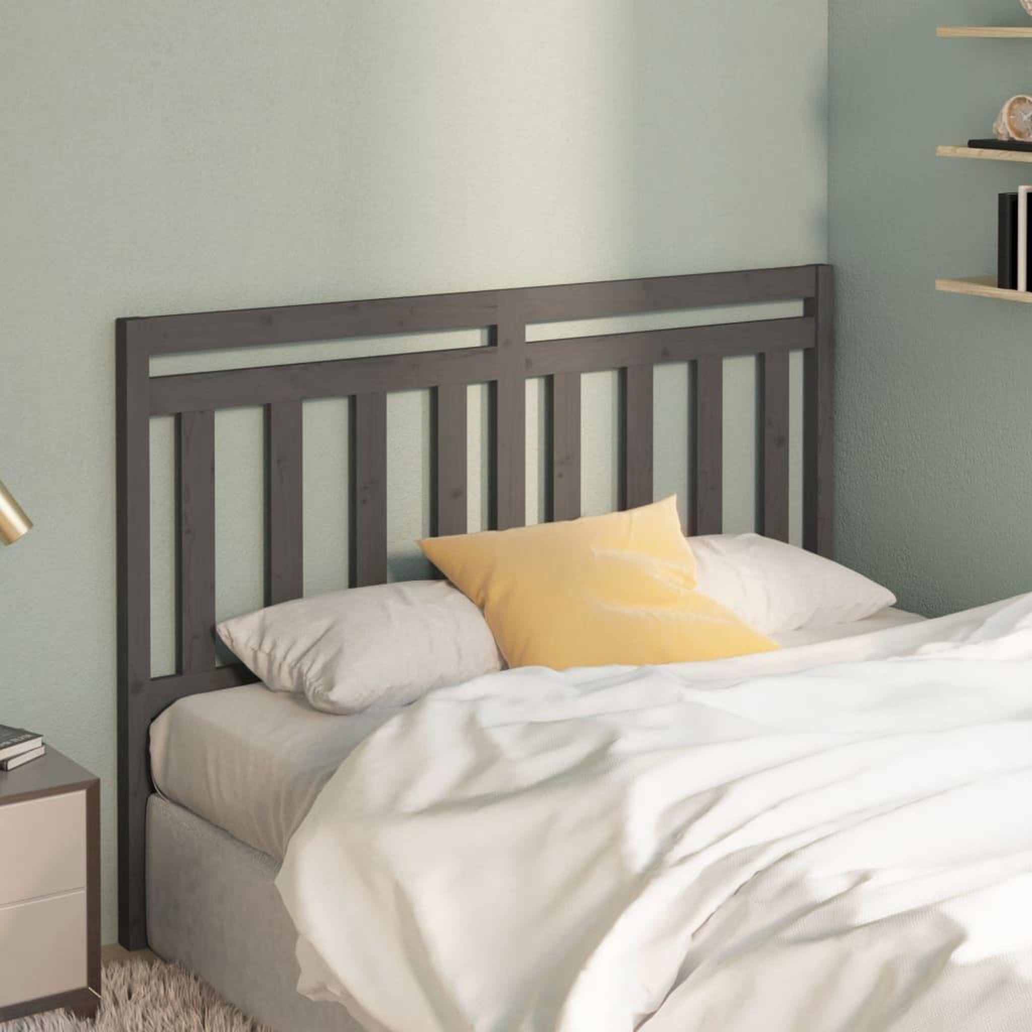 Voir la diapositive 1 : VIDAXL Tete de lit Gris 166x4x100 cm Bois massif de pin