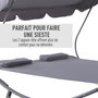 Voir la diapositive 5 : OUTSUNNY Bain de soleil 2 places lit de jardin design contemporain toit réglable 2 roulettes 2 oreillers acier époxy polyester gris