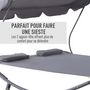Voir la diapositive 5 : OUTSUNNY Bain de soleil 2 places lit de jardin design contemporain toit réglable 2 roulettes 2 oreillers acier époxy polyester gris