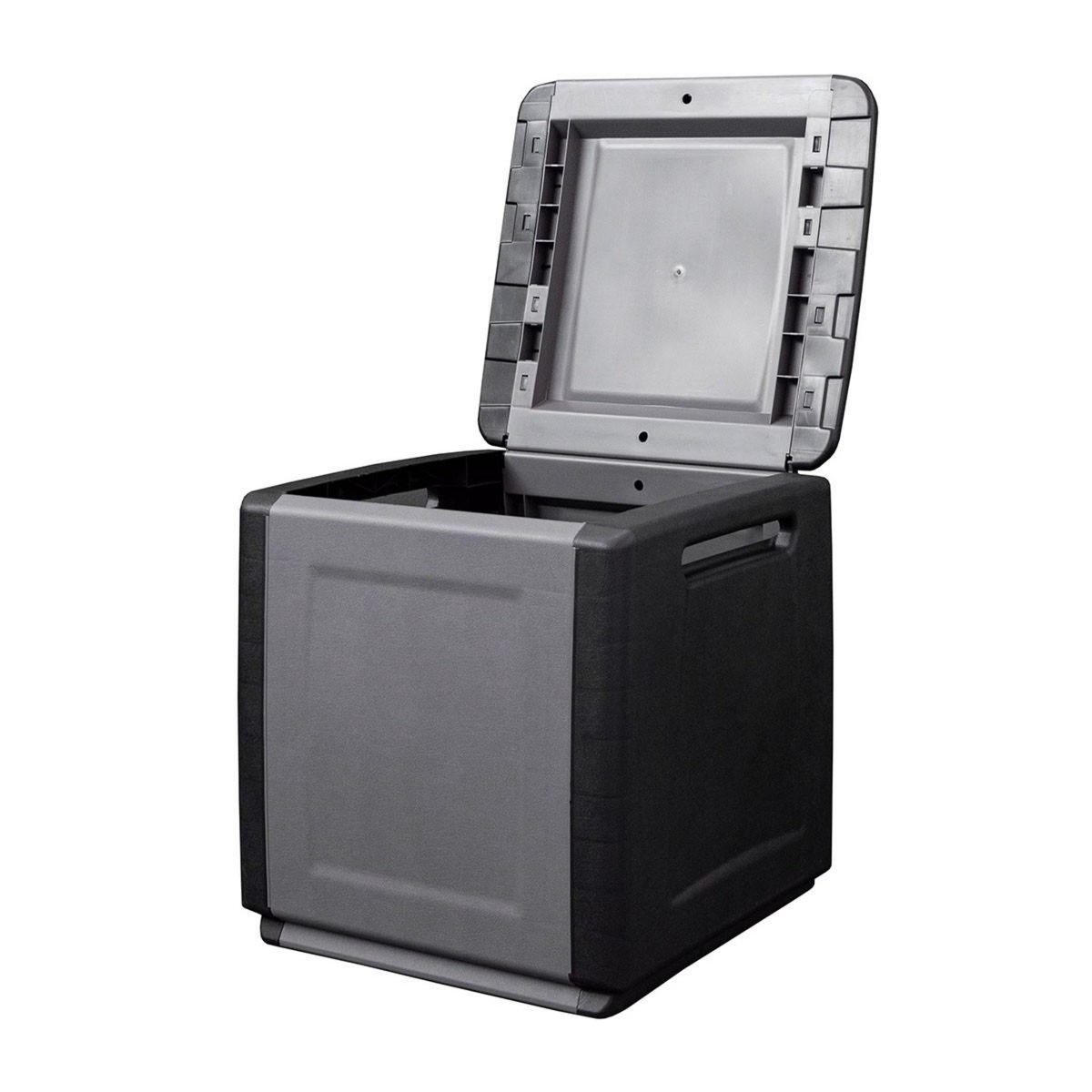 INTEC Coffre de rangement 130L Gris/Noir 54 x 53 x H57cm Poignées de transport polypropylène INTEC