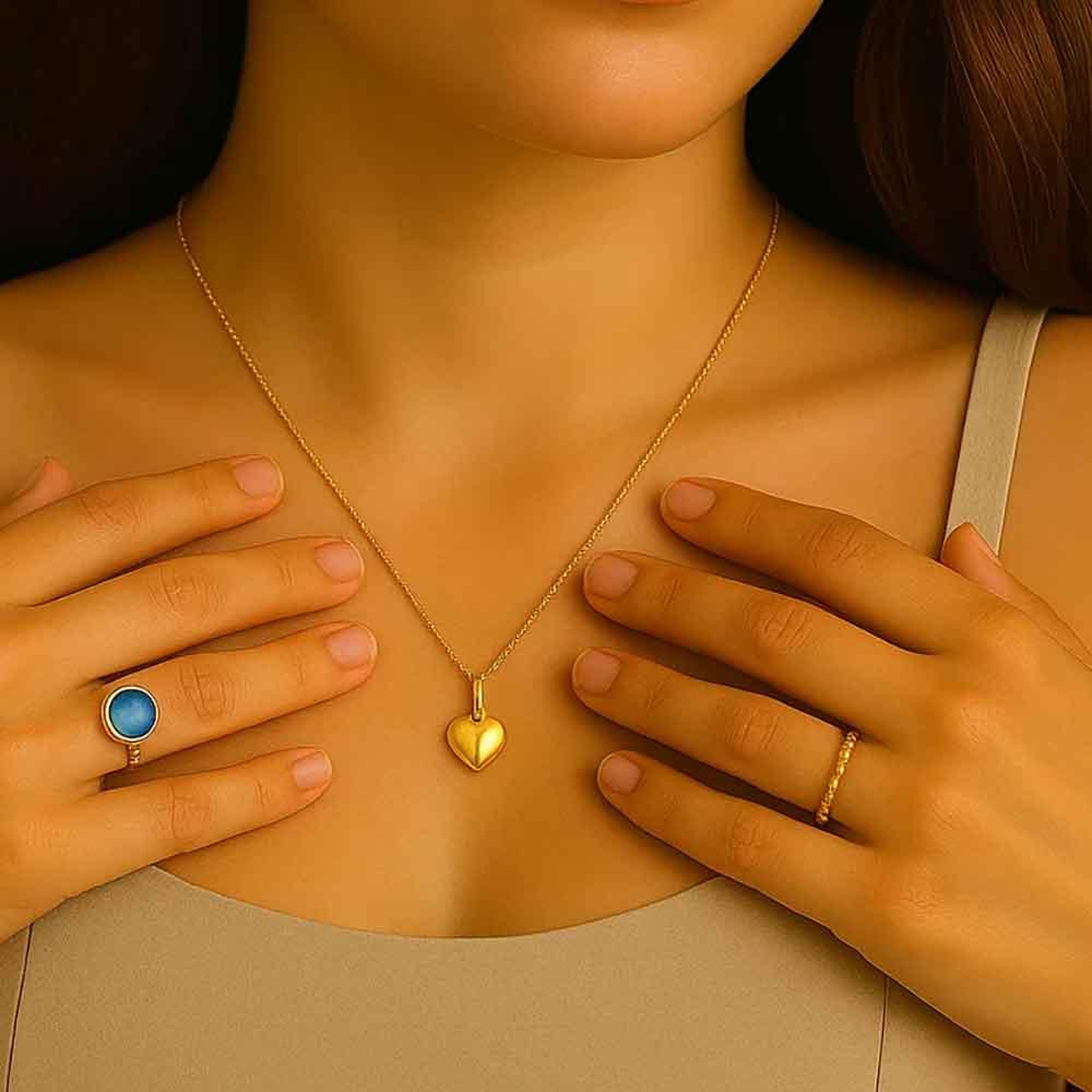 Voir la diapositive 3 : L'ATELIER D'AZUR Pendentif Or 18 Carats 750/000 Jaune Motif Coeur - Collier Chaine Dorée Offerte