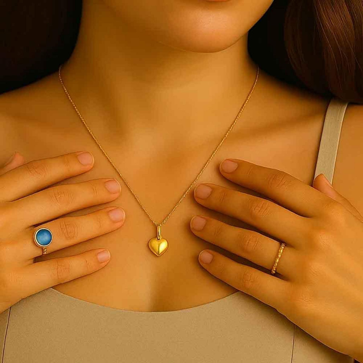 L'ATELIER D'AZUR Collier - Pendentif Or 18 Carats 750/000 Jaune - Coeur - Chaine Dorée