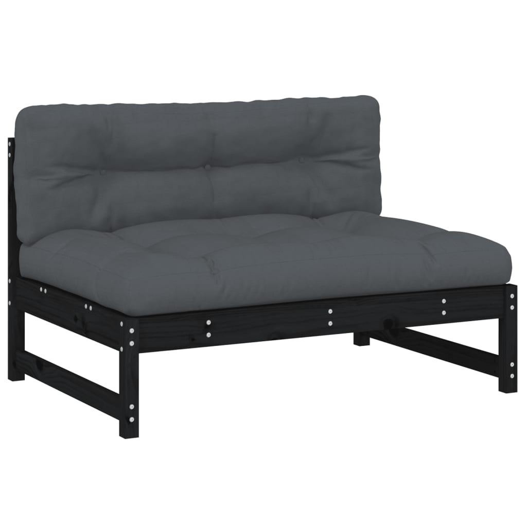 Voir la diapositive 2 : VIDAXL Canape central 120x80 cm noir bois de pin massif
