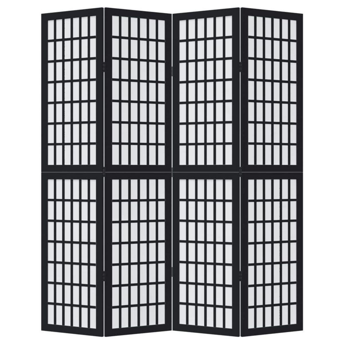 VIDAXL Cloison de separation 4 panneaux noir bois de paulownia massif