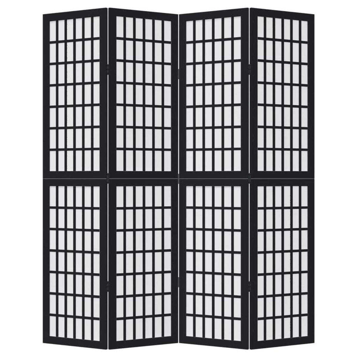 VIDAXL Cloison de separation 4 panneaux noir bois de paulownia massif