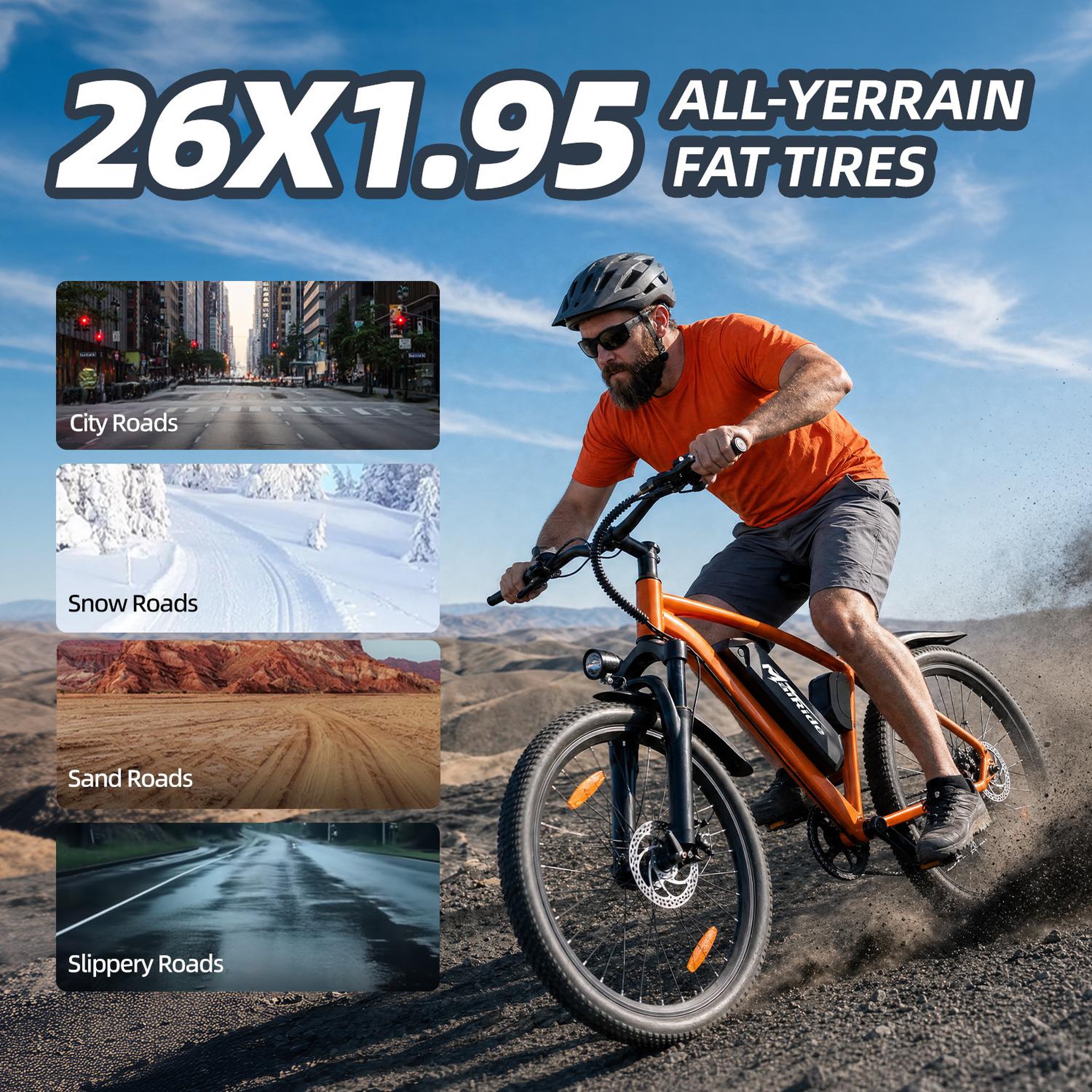 Voir la diapositive 4 : MAIRIDE Vélo électrique 26  mairide q7, 36 v 10 ah, shimano 7 vitesses, orange