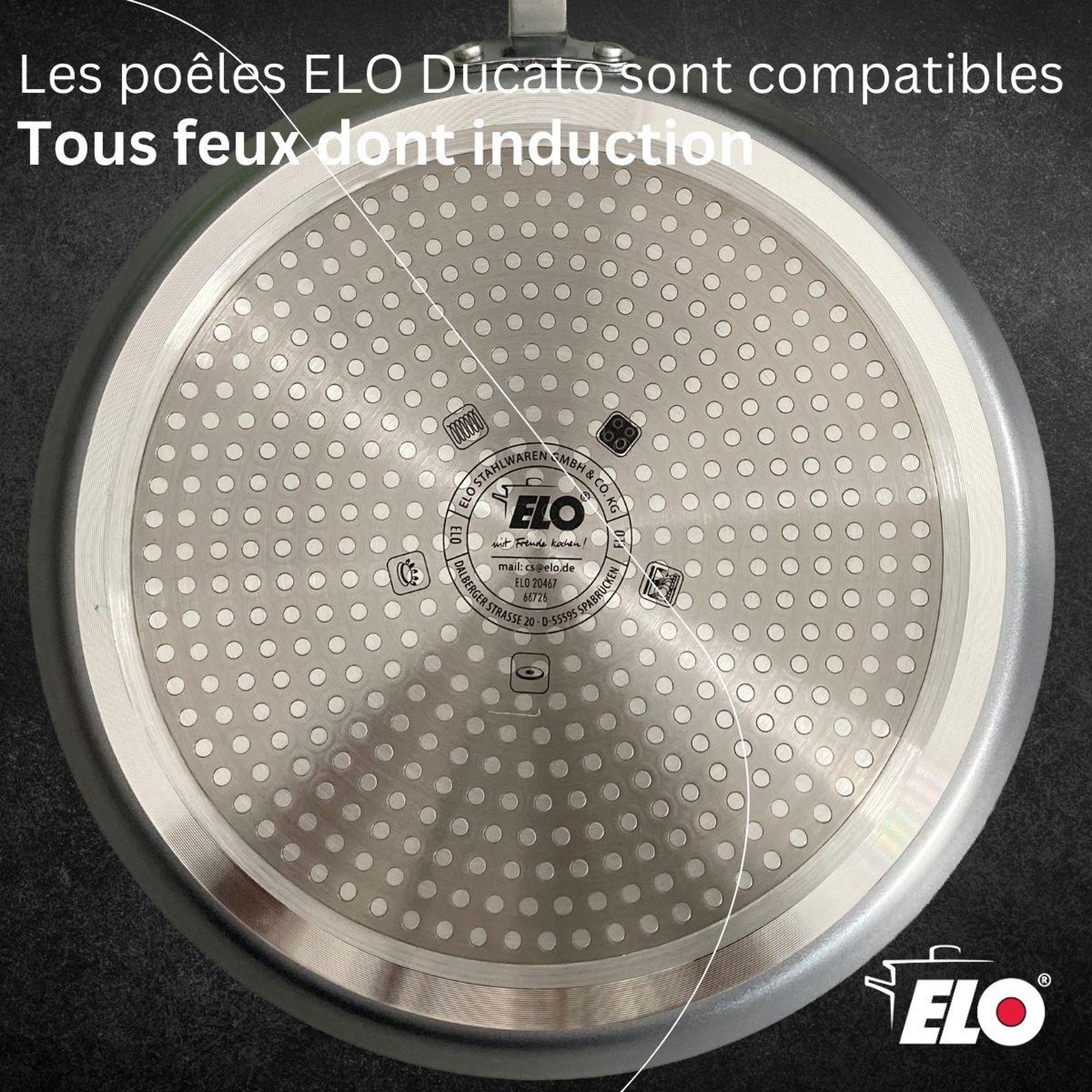 Voir la diapositive 5 : ELO Set de 1 poêle de cuisson 26 cm en aluminium avec 2 ustensiles de cuisine sans pfas elo ducato