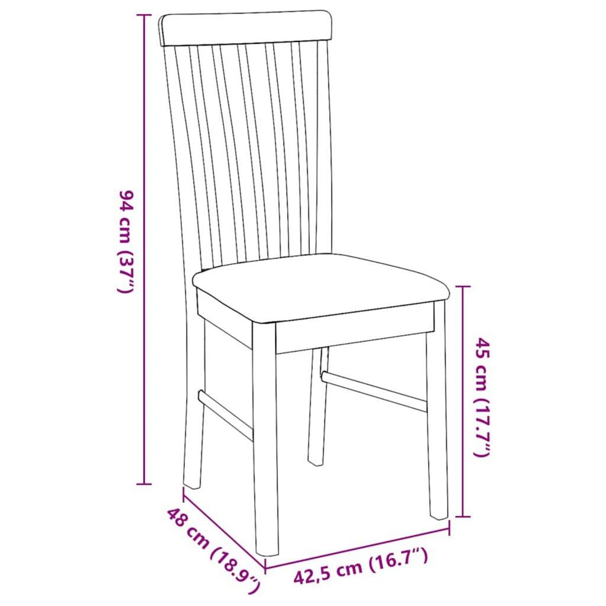 VIDAXL Chaises a manger coussins 2 pcs blanc bois massif caoutchouc