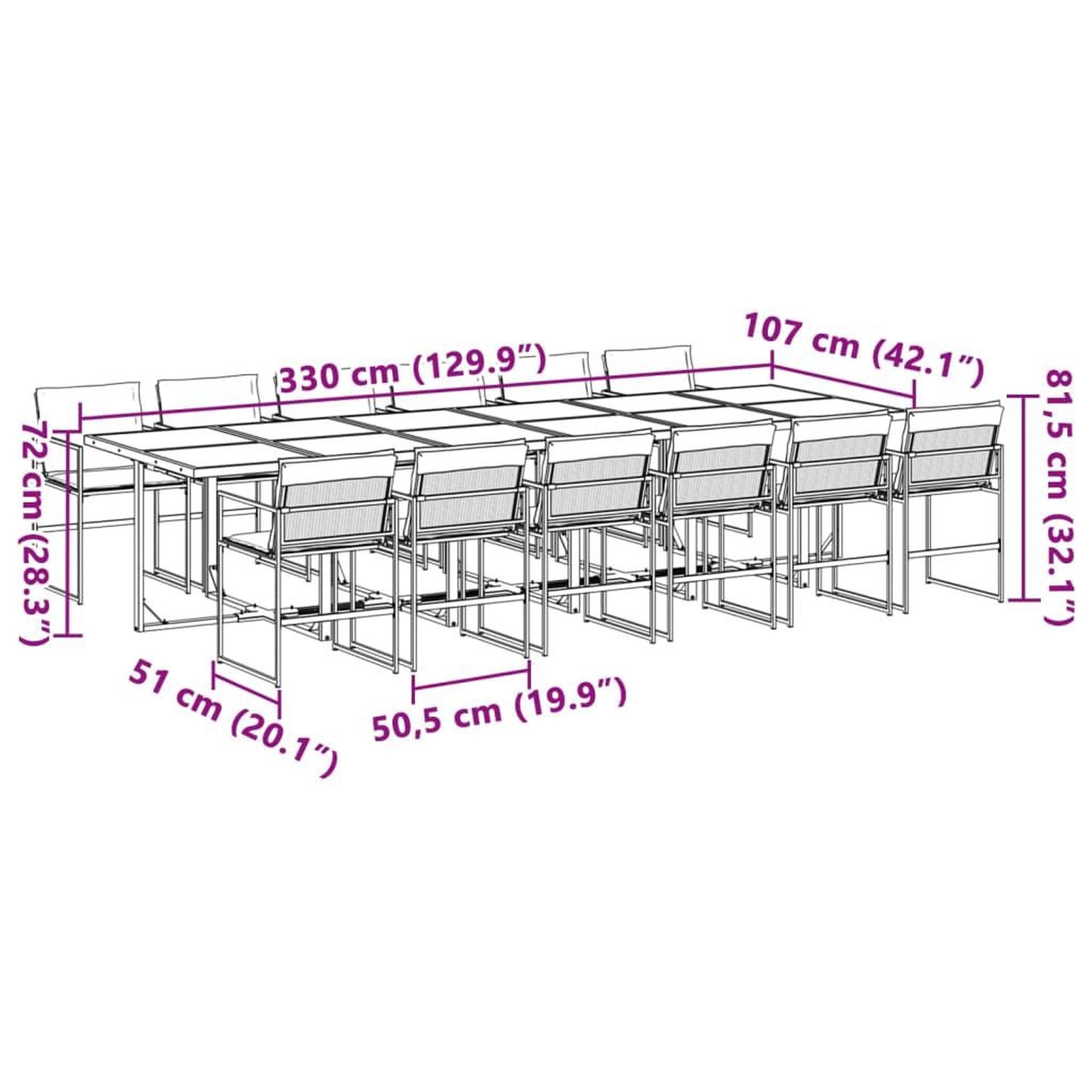 Voir la diapositive 6 : VIDAXL Ensemble a manger de jardin avec coussins 13pcs blanc textilene