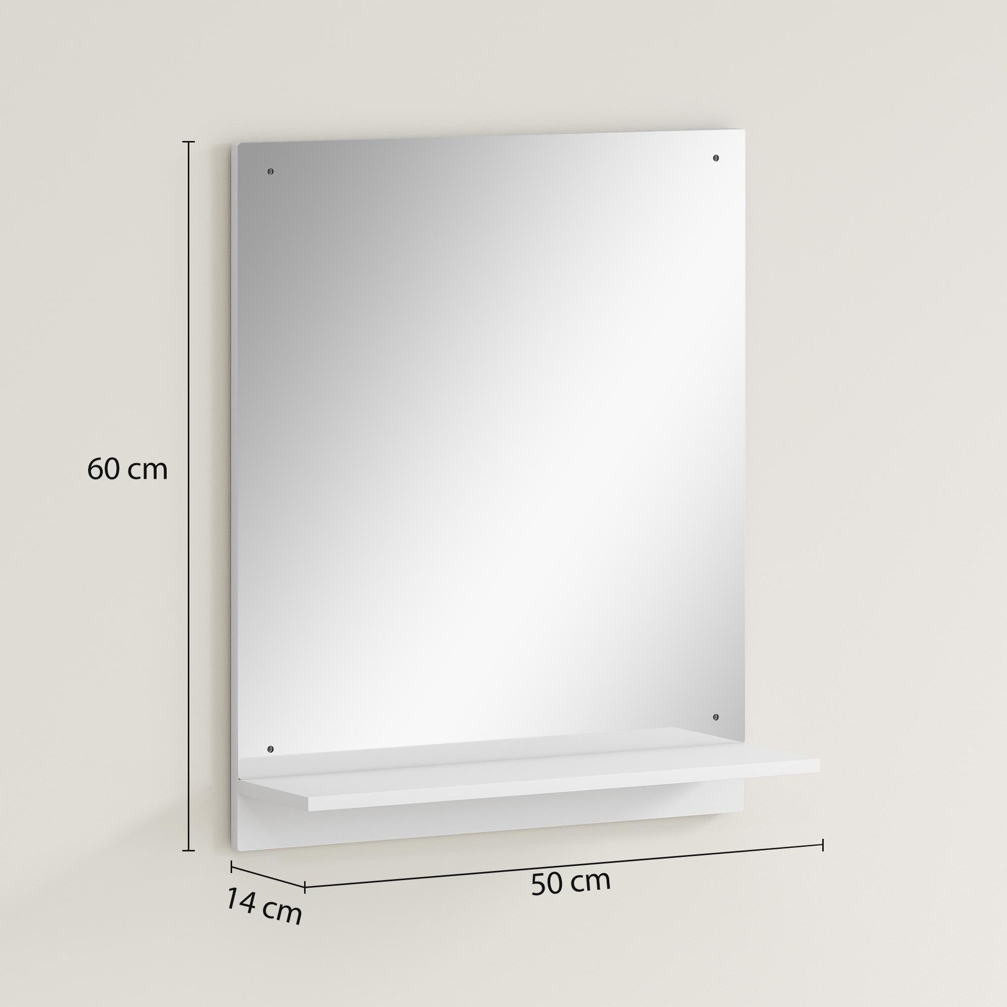 Voir la diapositive 3 : HOMCOM Miroir mural salle de bain - étagère - 50 x 60 cm - blanc
