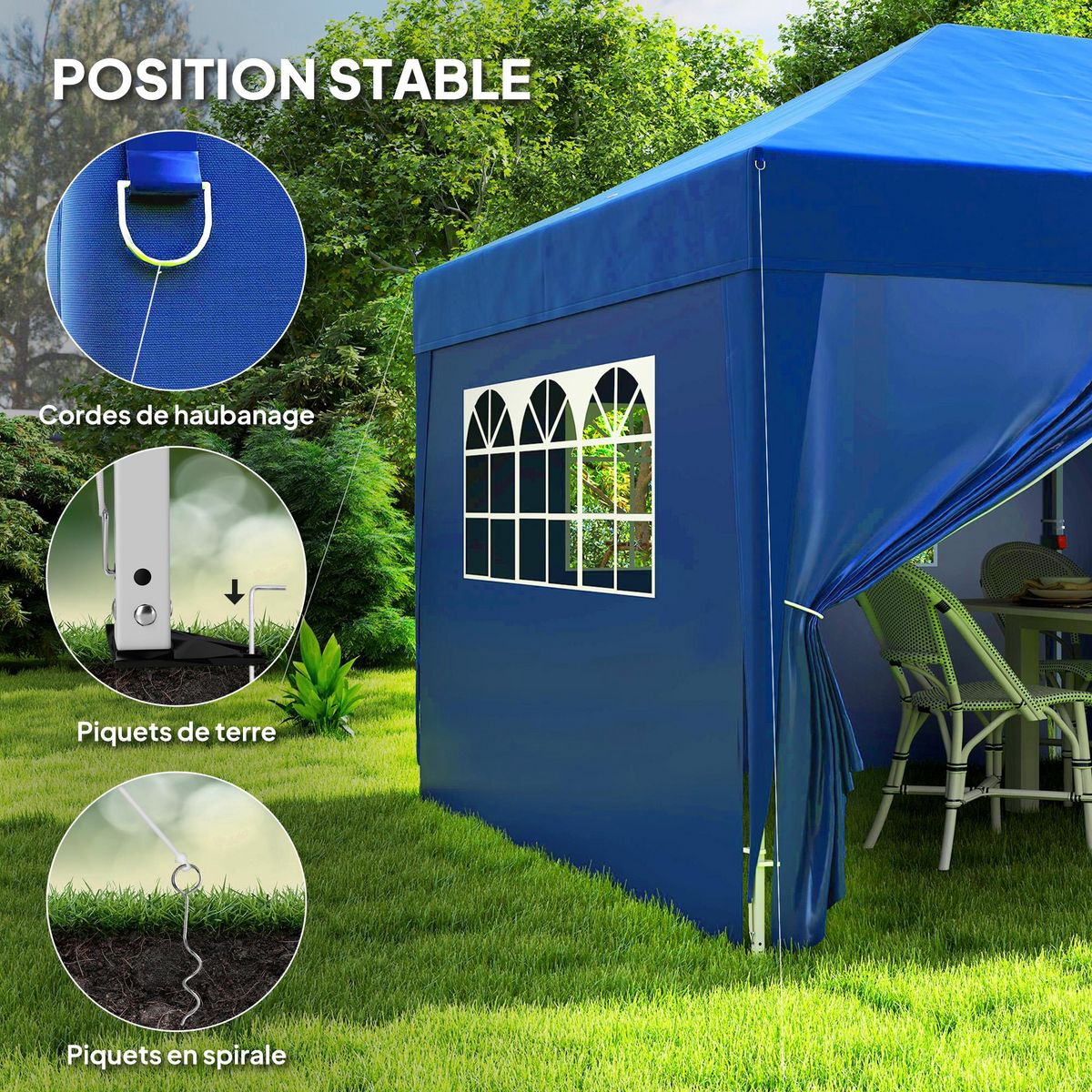 OUTSUNNY Tonnelle barnum pliant pop-up 5,9L x 2,95l x 2,85H m 6 parois latérales amovibles 4 fenêtres sac de transport bleu