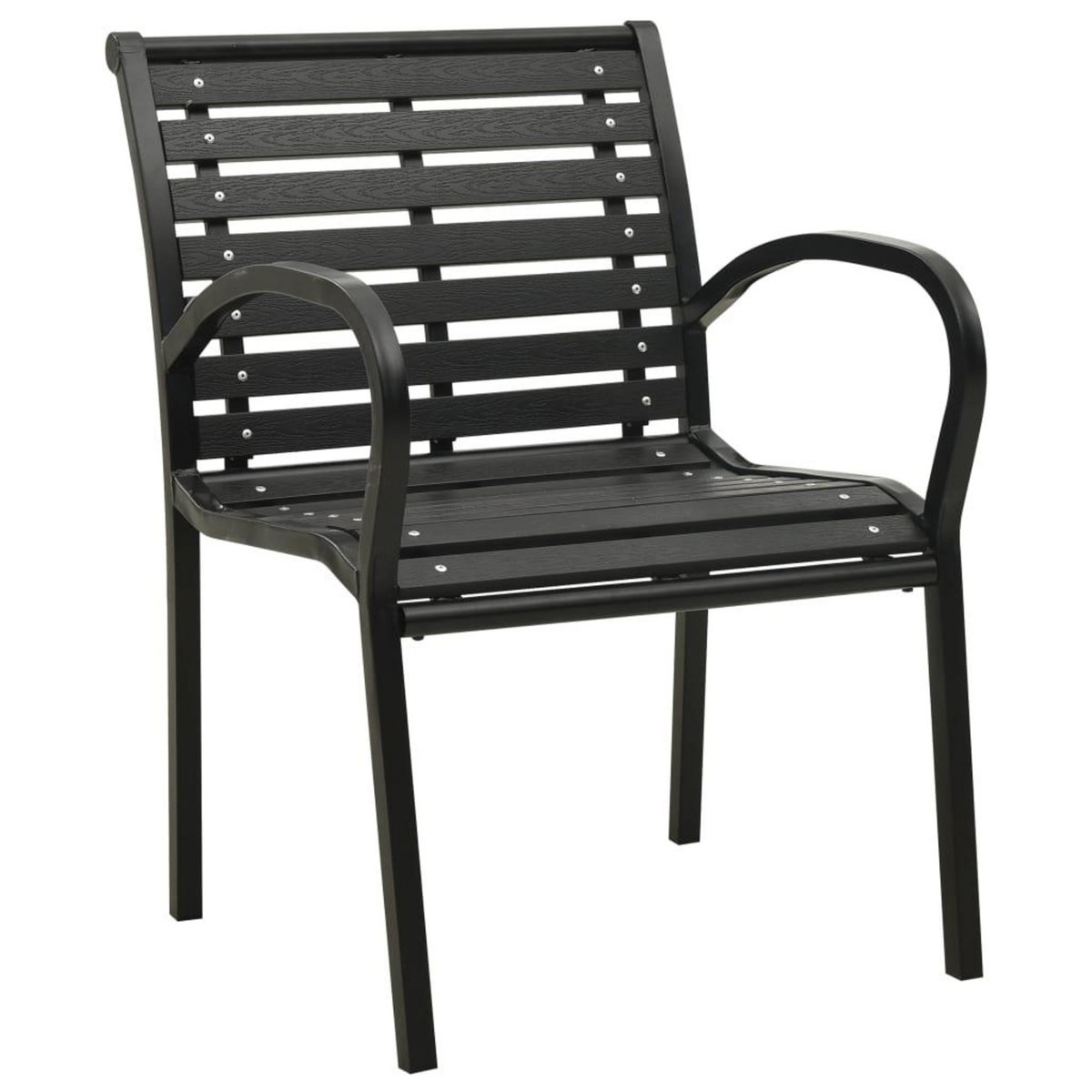 VIDAXL Chaises de jardin lot de 2 Acier et WPC Noir