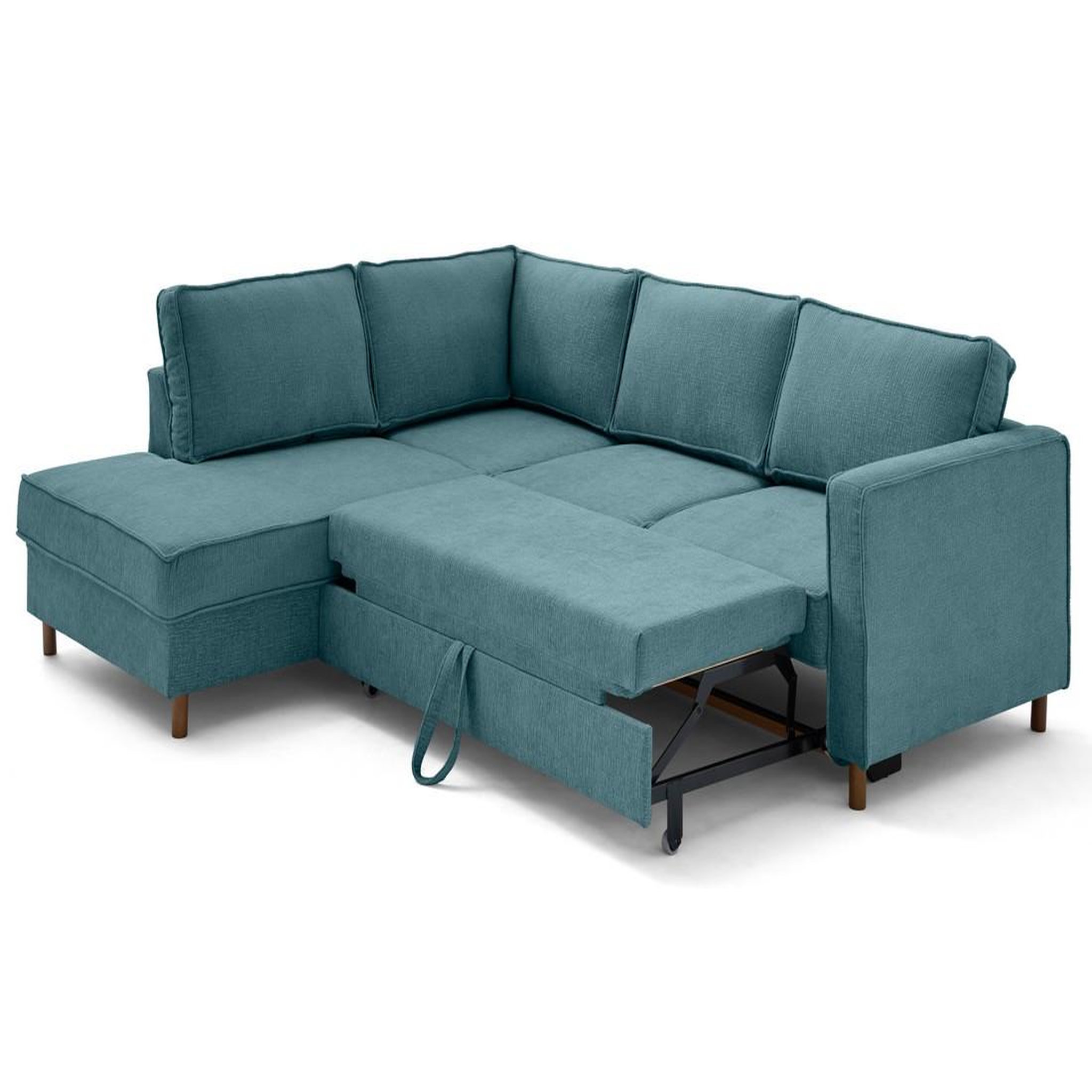 Voir la diapositive 1 : LISA DESIGN Jake - canapé d'angle gauche 5 places convertible en tissu velours relief
