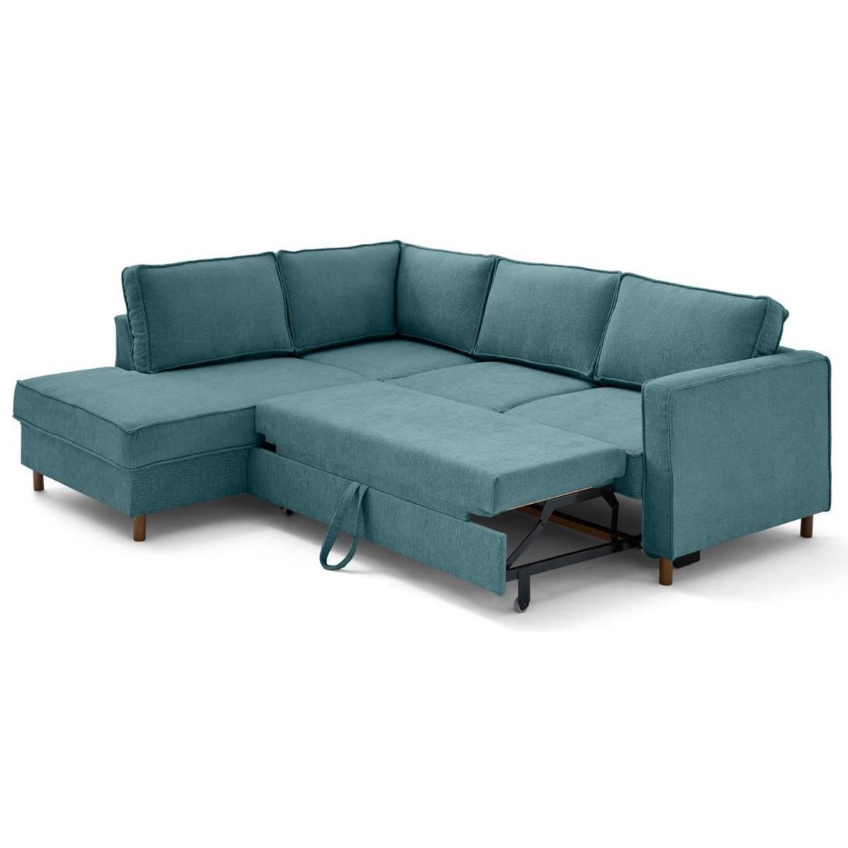 LISA DESIGN Jake - canapé d'angle gauche 5 places convertible en tissu velours relief