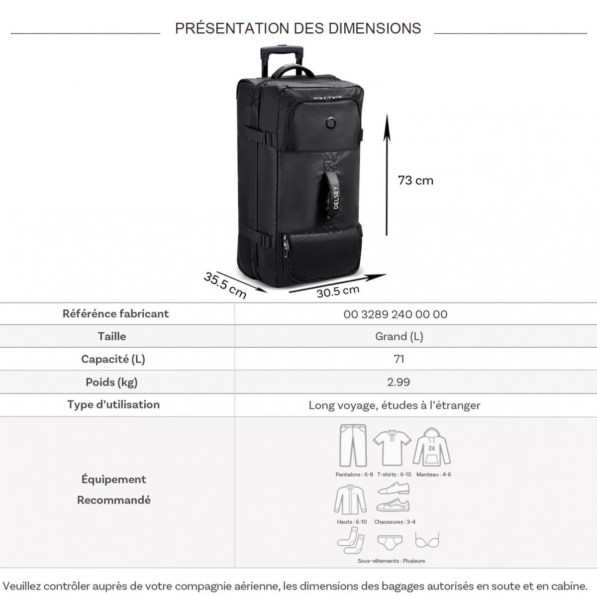 Delsey Sac de voyage avec roulettes 71L Raspail 73cm