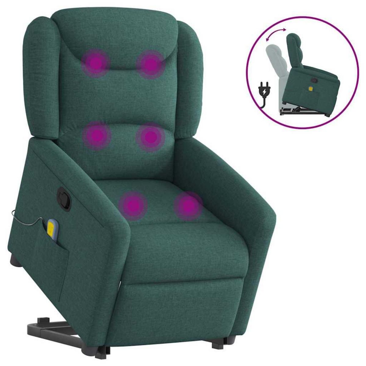 VIDAXL Fauteuil inclinable de massage Vert fonce Tissu