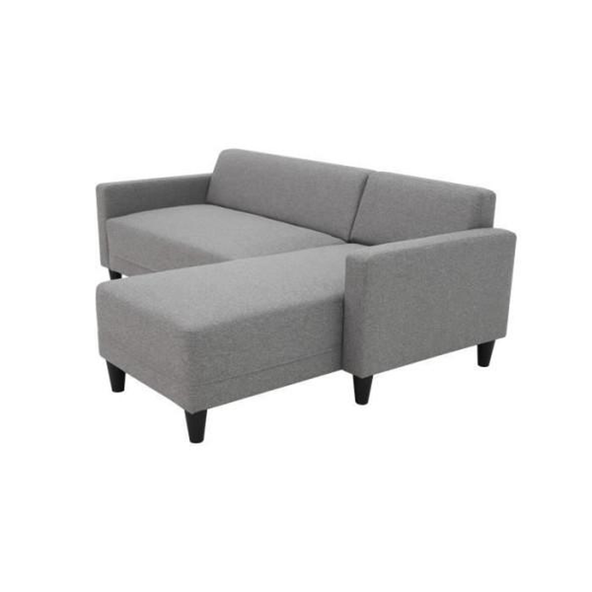 Voir la diapositive 6 : MARKET24 Canapé d'angle fixe 4 places BOB - Tissu souris - Réversible - L 197 x P 117 x H 65 cm